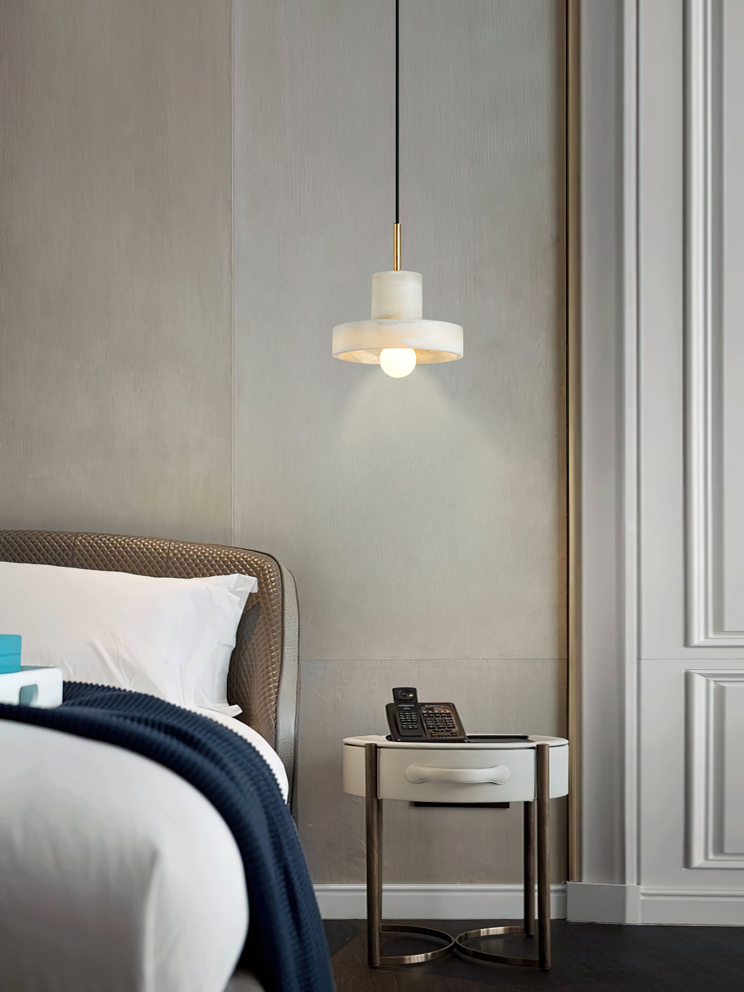 Freyza | Cavelen Brass Alabaster Brass Pendant Light – Kitchen Dining Room