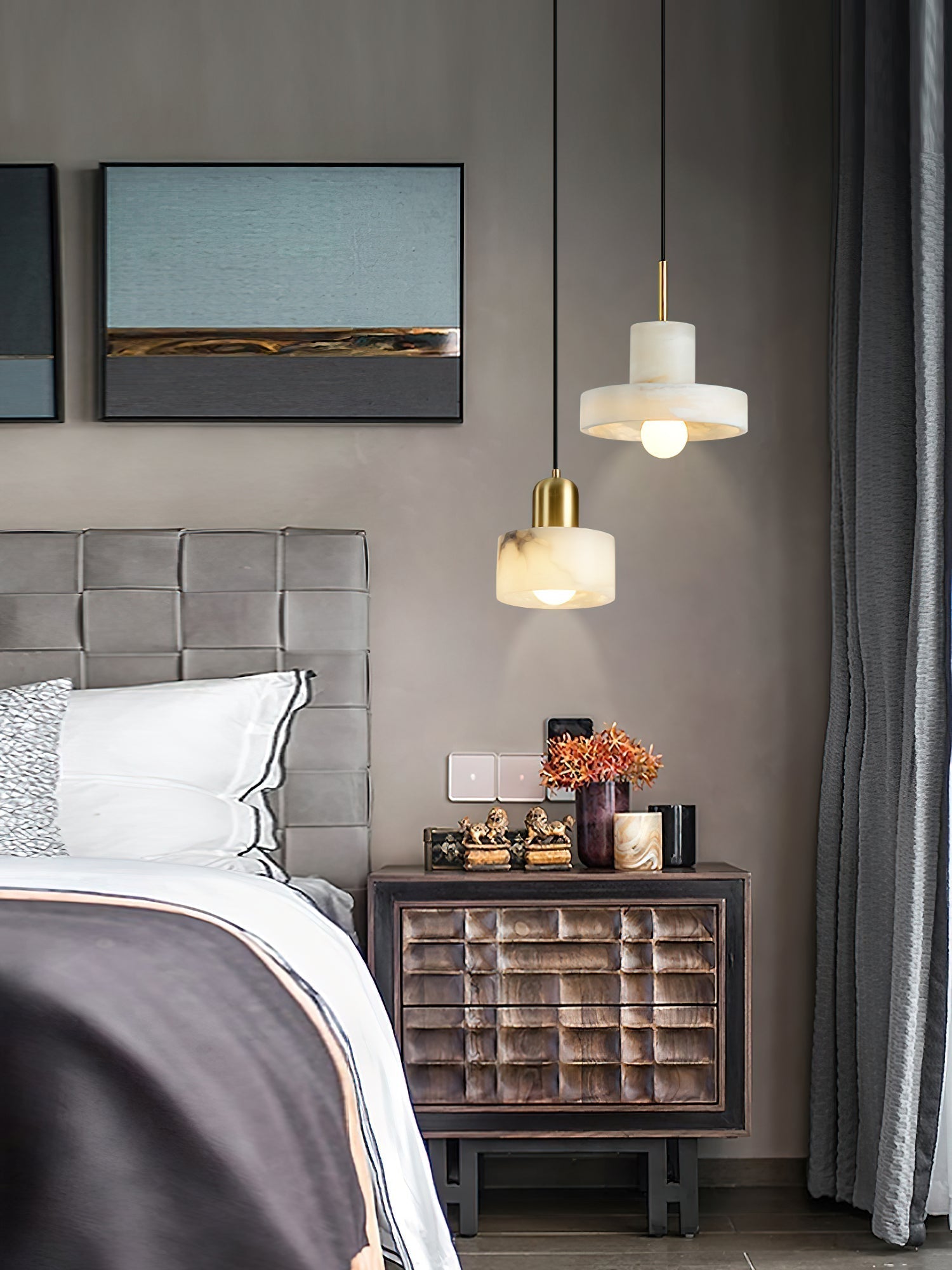 Freyza | Cavelen Brass Alabaster Brass Pendant Light – Kitchen Dining Room