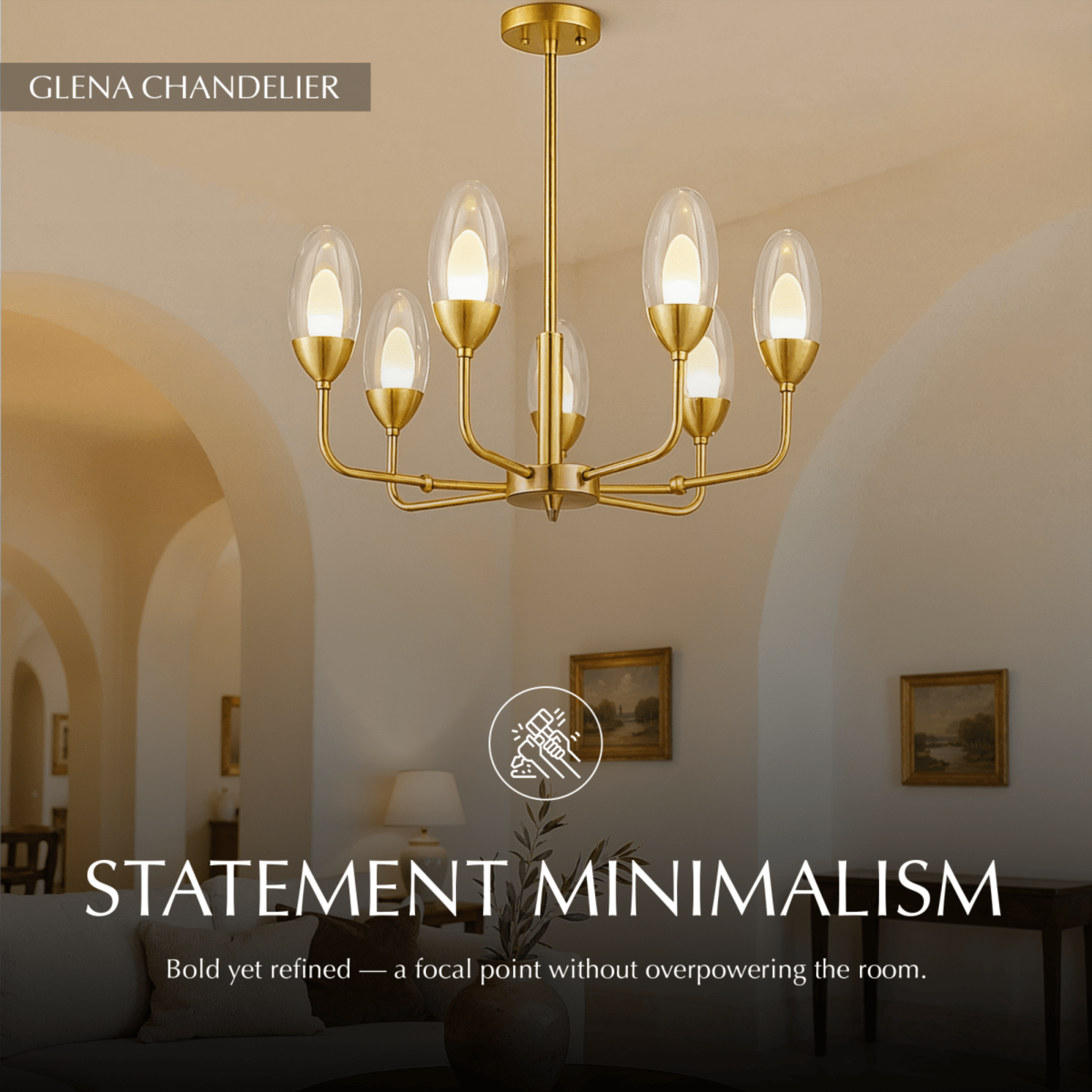 Freyza - Elegant Modern Copper and Glass Dining Room Chandelier