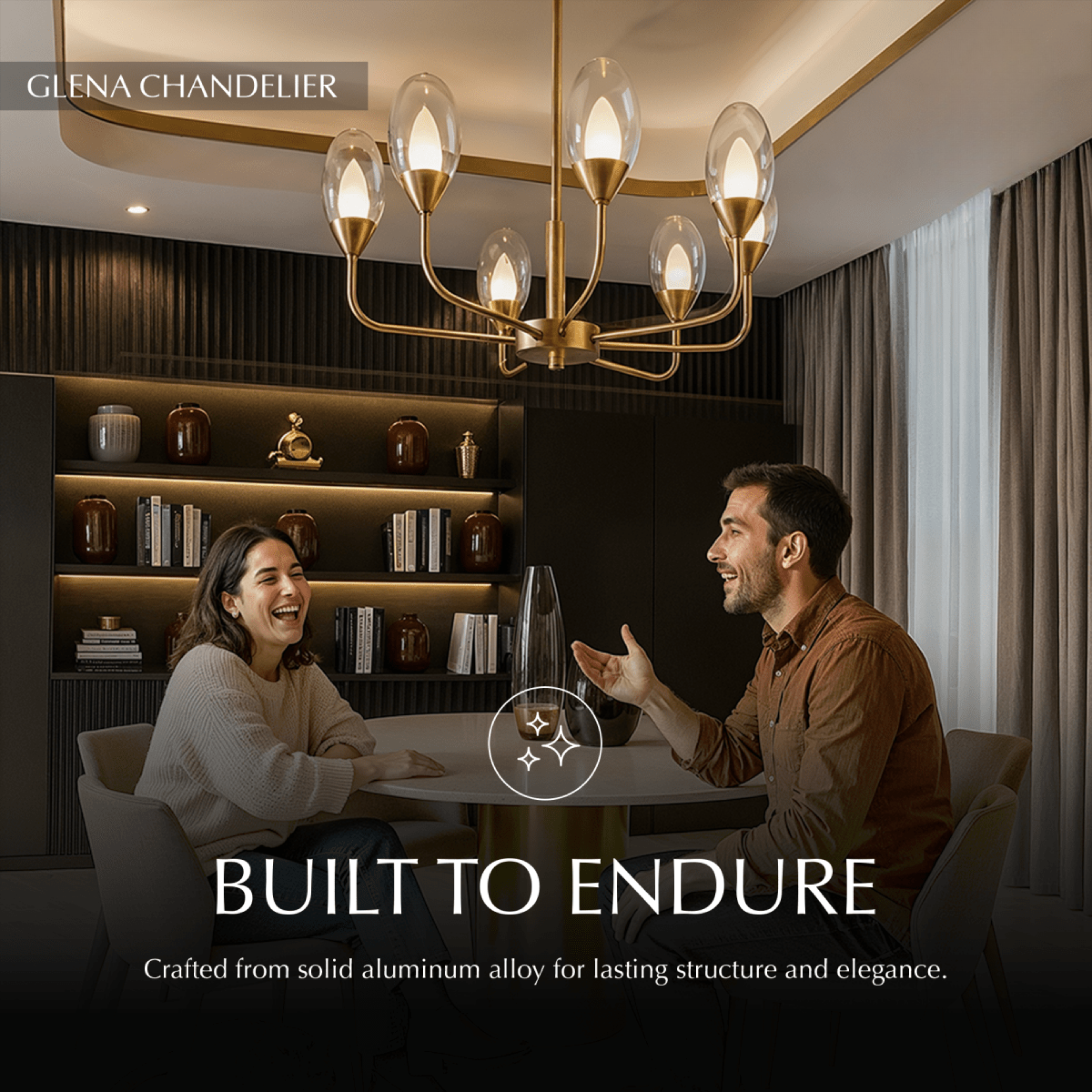 Freyza - Elegant Modern Copper and Glass Dining Room Chandelier