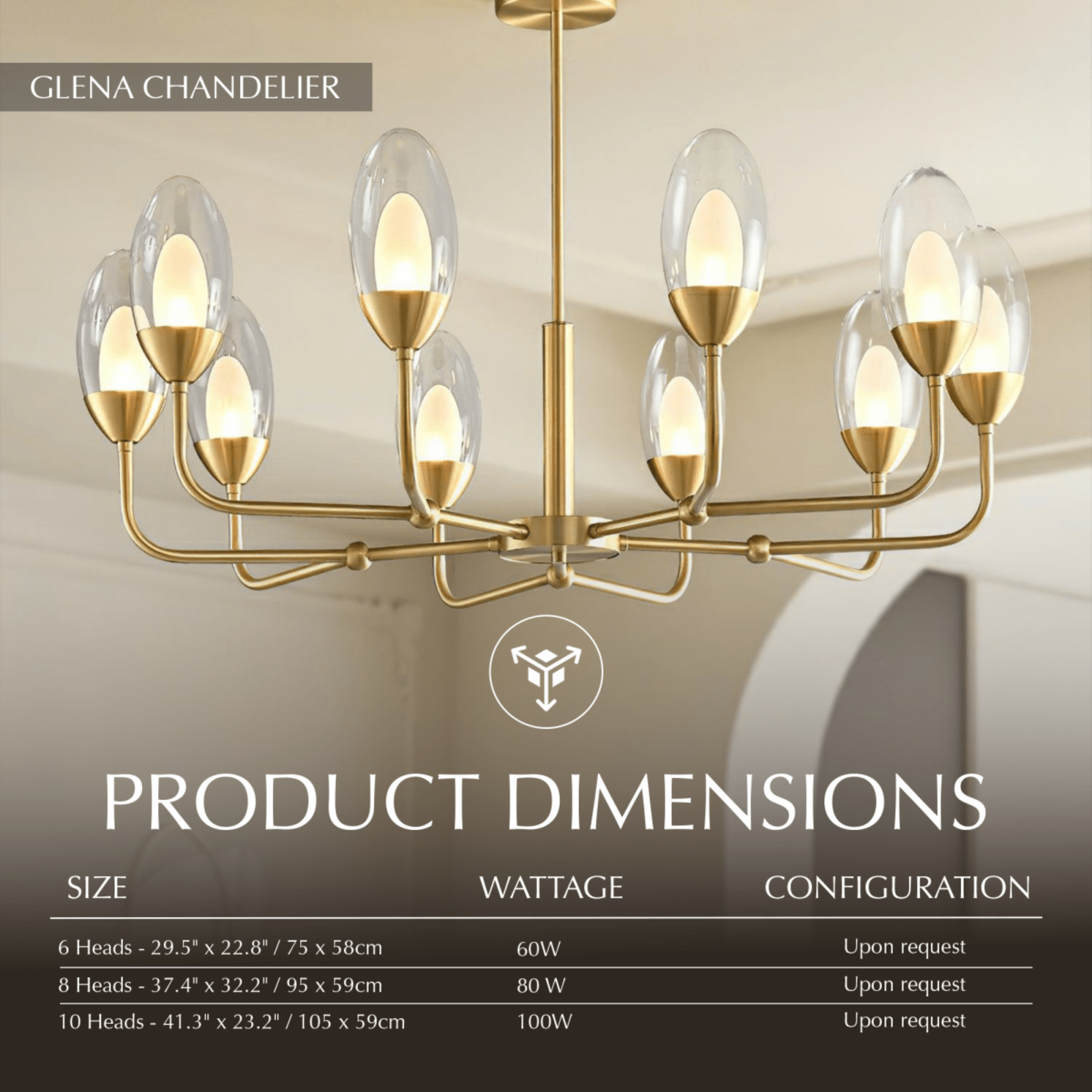 Freyza - Elegant Modern Copper and Glass Dining Room Chandelier