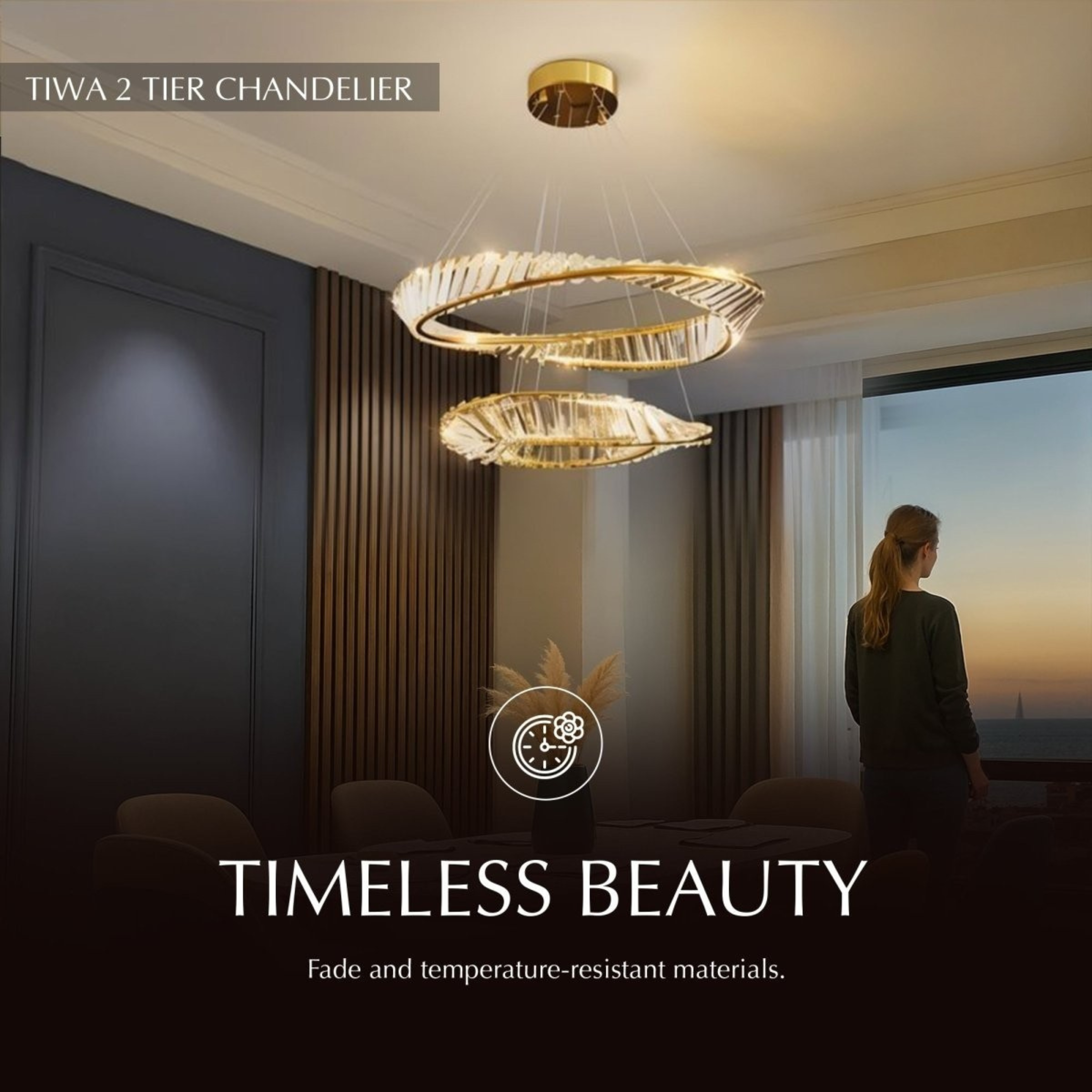 Freyza - Luminara | Elegant Modern 2-Tier Crystal Chandelier Light Fixture