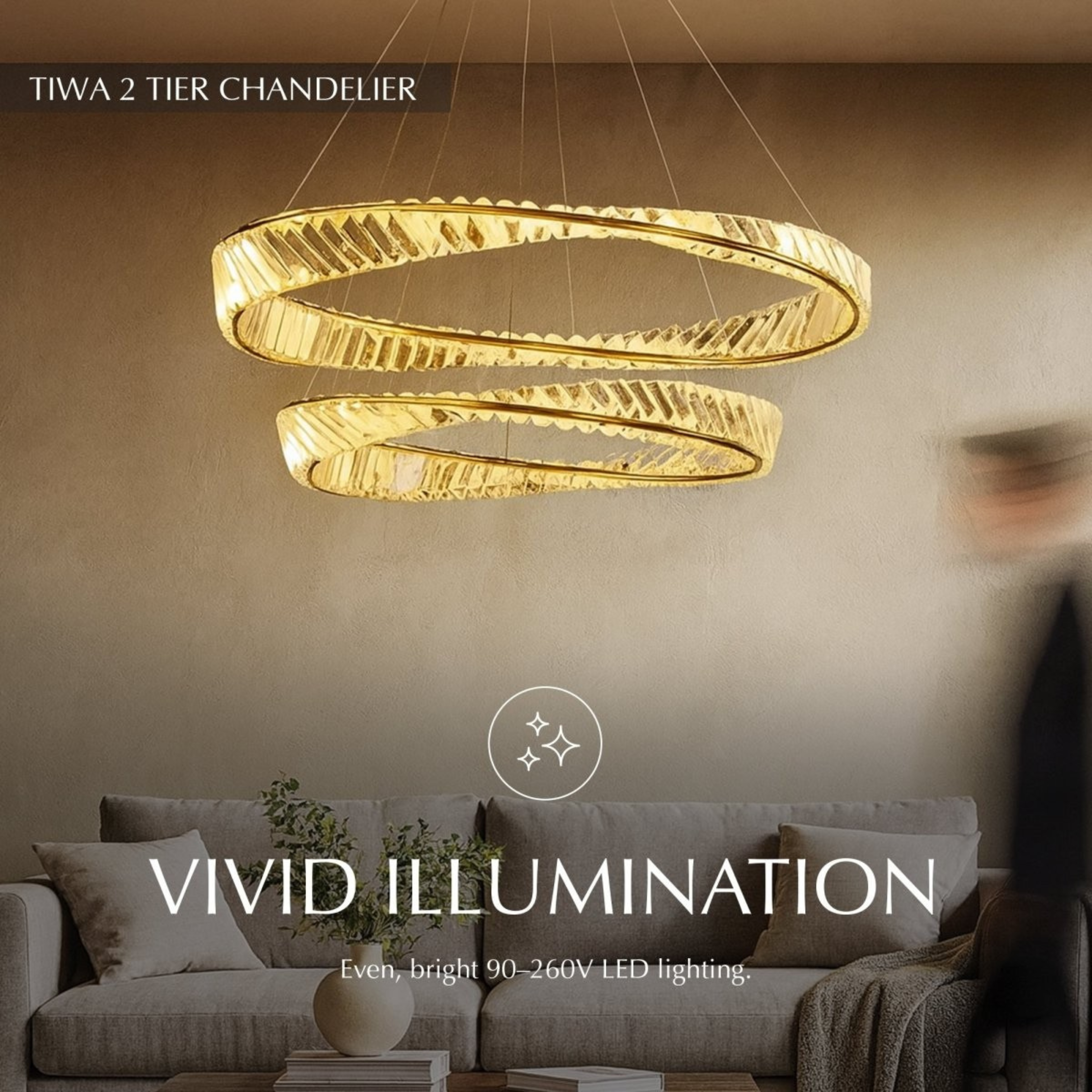Freyza - Luminara | Elegant Modern 2-Tier Crystal Chandelier Light Fixture
