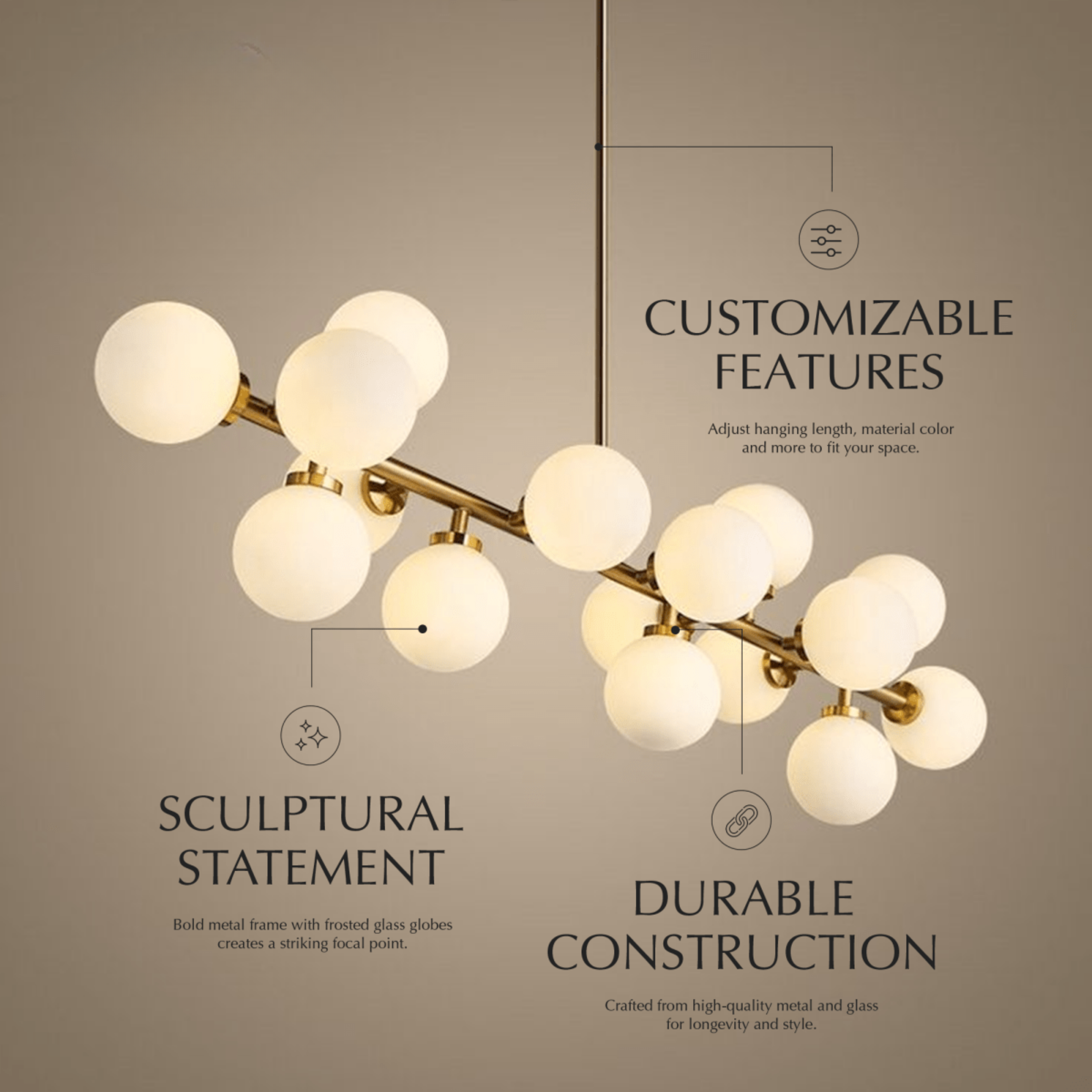 Freyza - Stylish Modern Metal And Glass Dining Room Chandelier