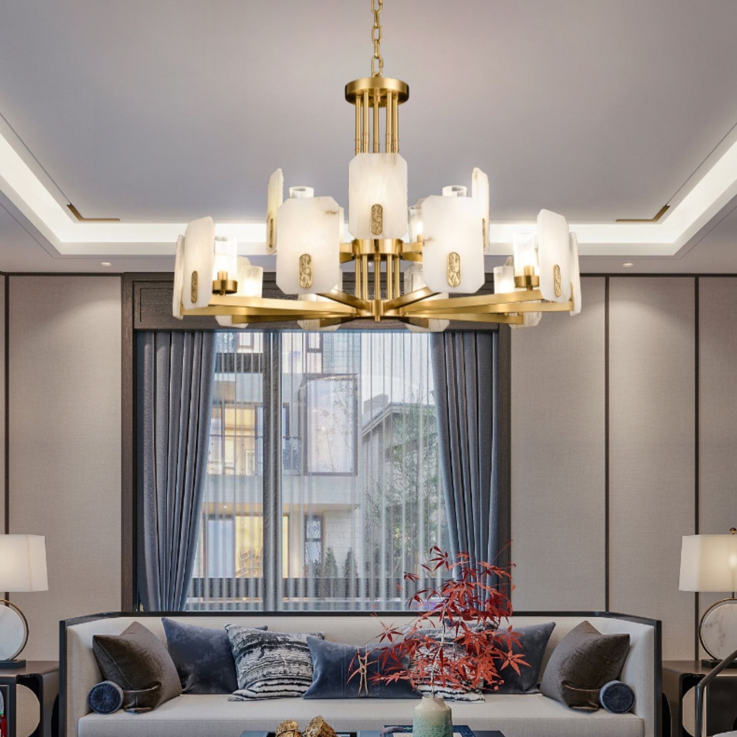 Freyza | Lustre en laiton luxueux postmoderne Aursorion – Salle à manger et salon modernes