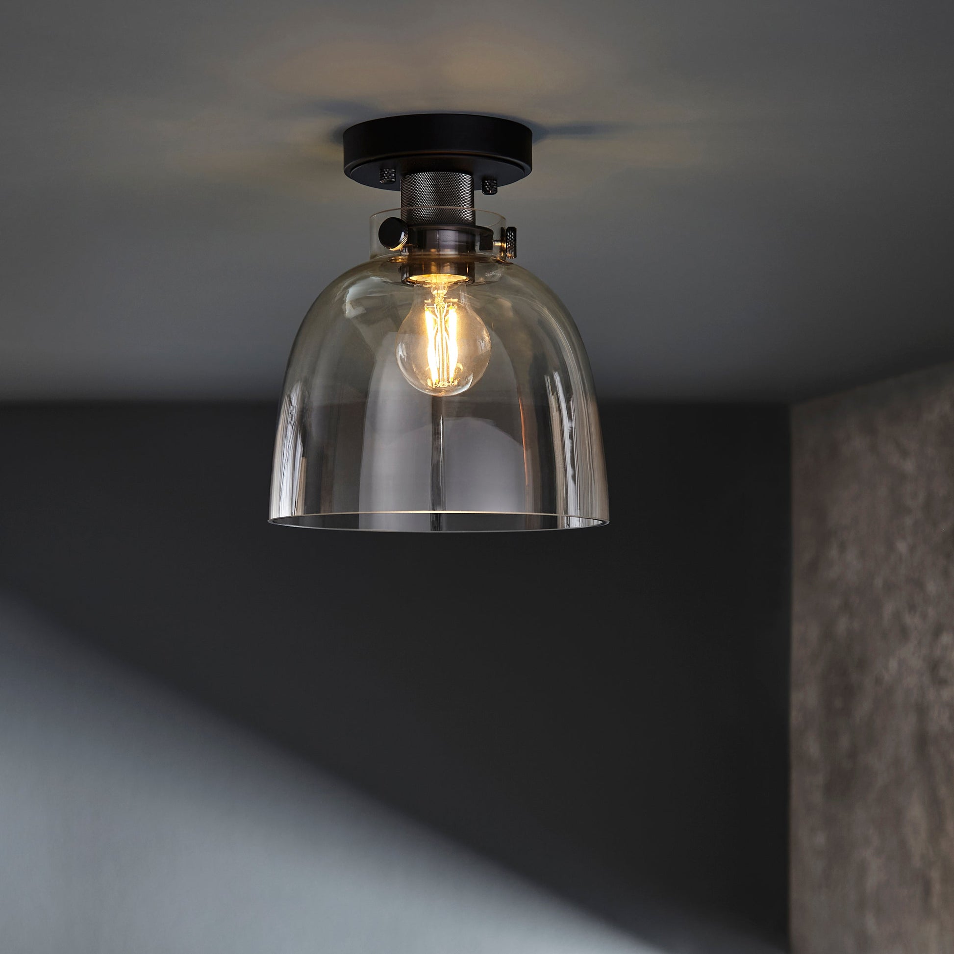 Urban Collection | Flush Mount Ceiling Light with Smokey Grey Glass | Modern Minimalist Design for Elegant Ambiance 2