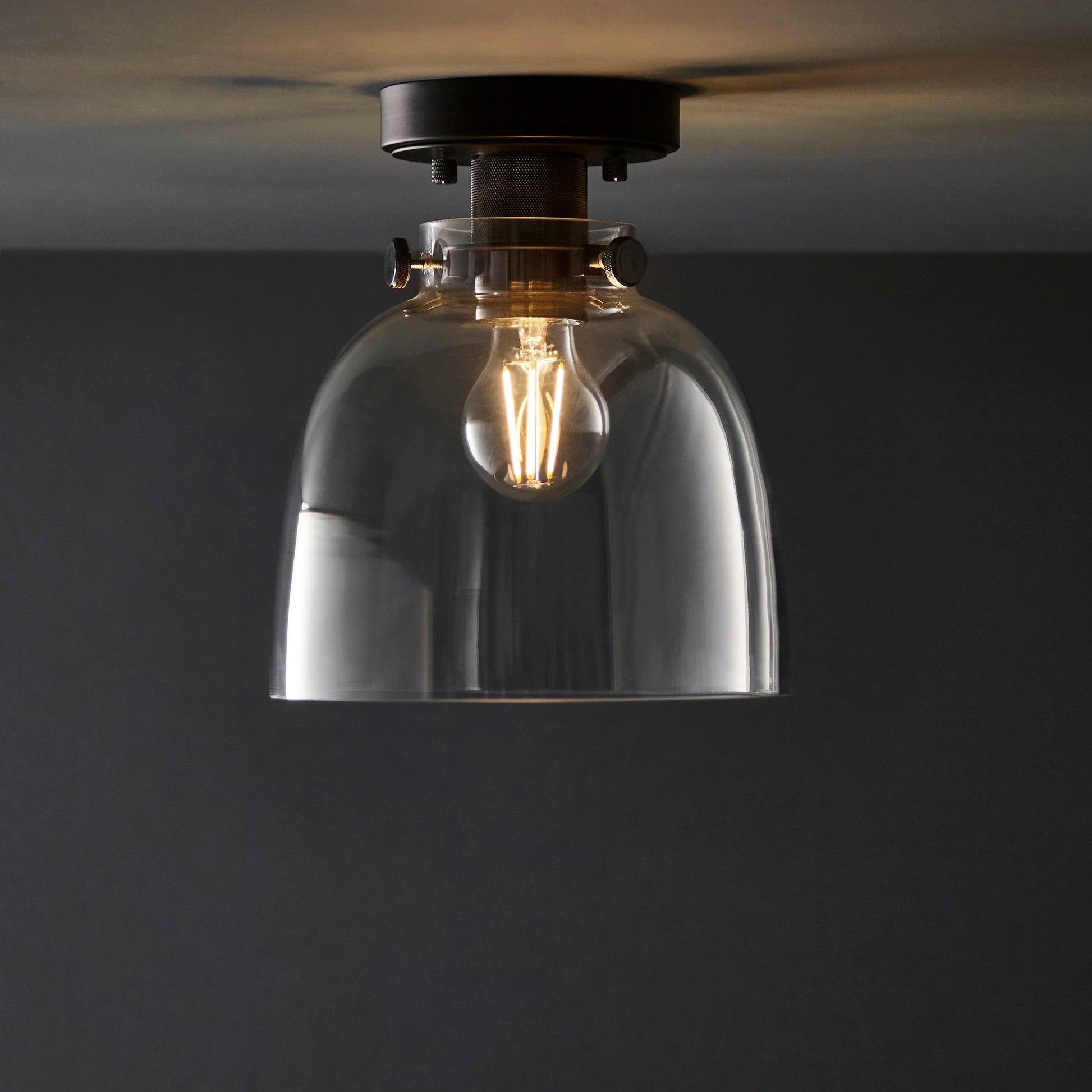 Urban Collection | Flush Mount Ceiling Light with Smokey Grey Glass | Modern Minimalist Design for Elegant Ambiance 3