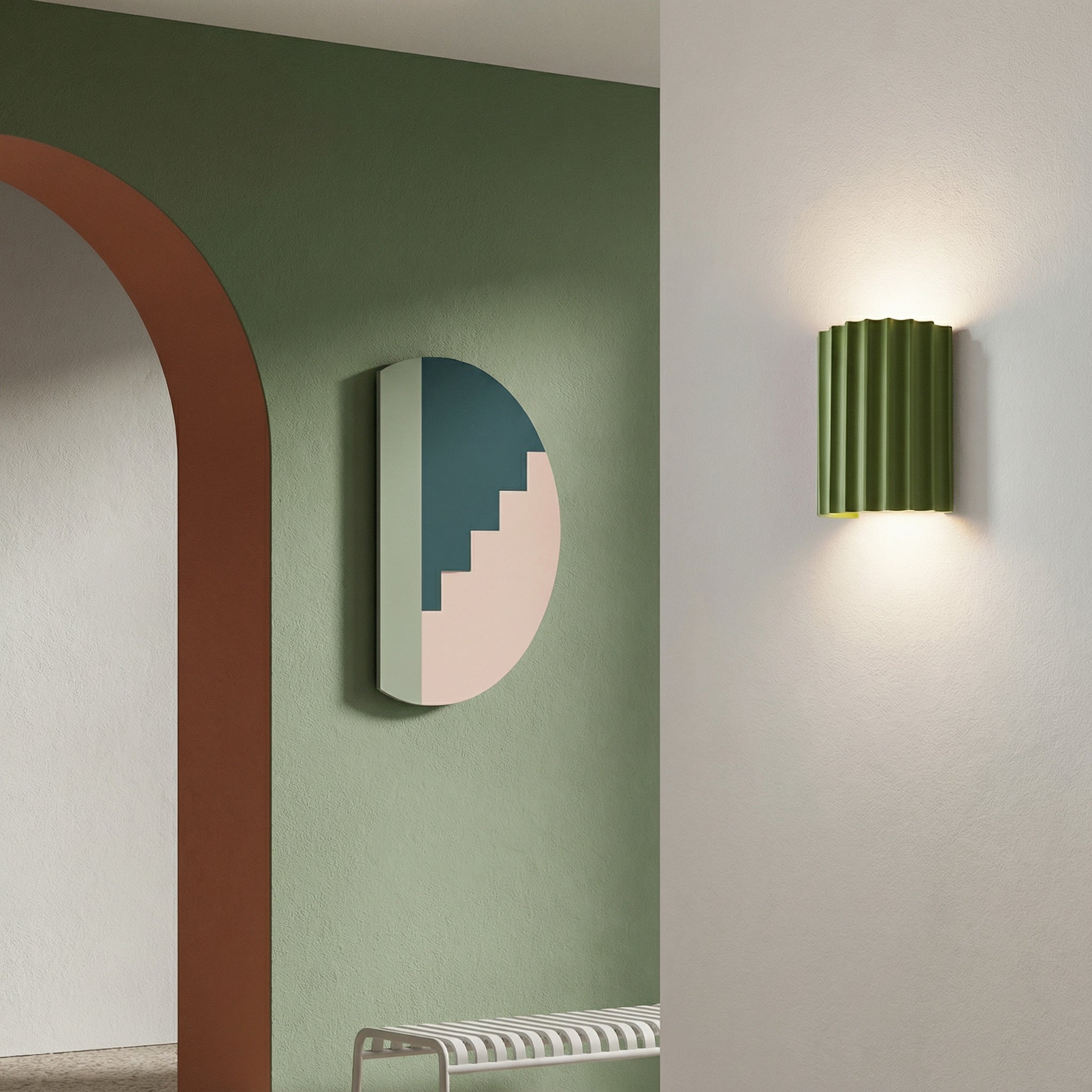 Freyza - Nordische gefaltete Harz-Wandleuchte | Moderne Macaron gerippte LED-Lampe (16,5 cm)