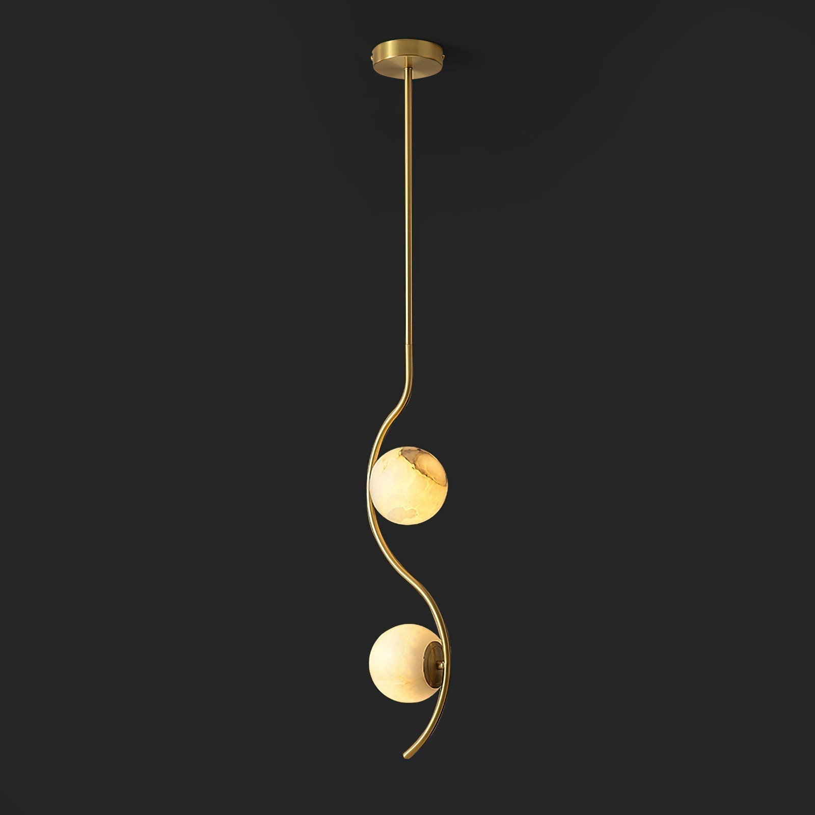 Freyza | Civenan Curved Alabaster Pendant Light – Kitchen Dining Room