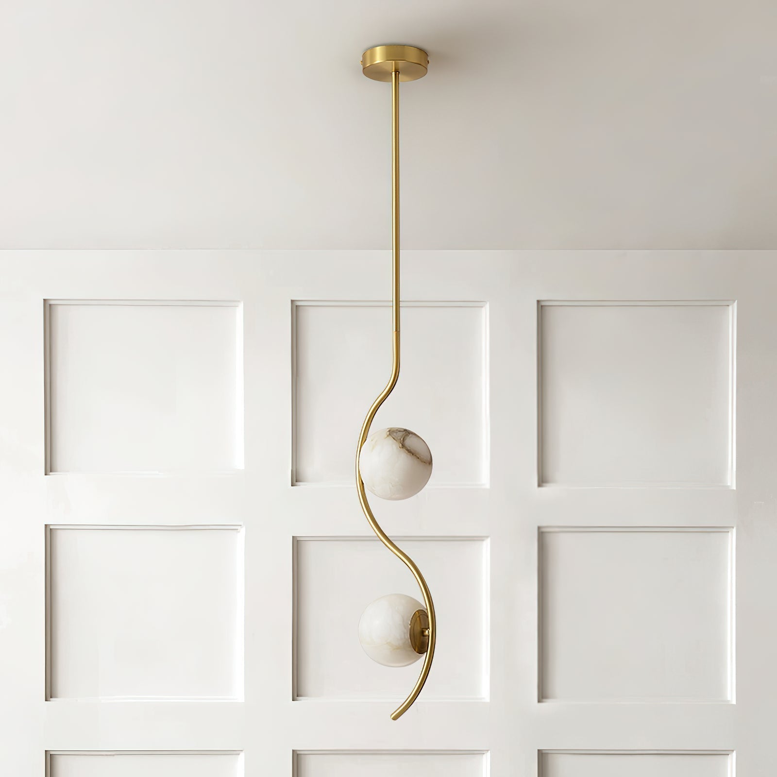 Freyza | Civenan Curved Alabaster Pendant Light – Kitchen Dining Room