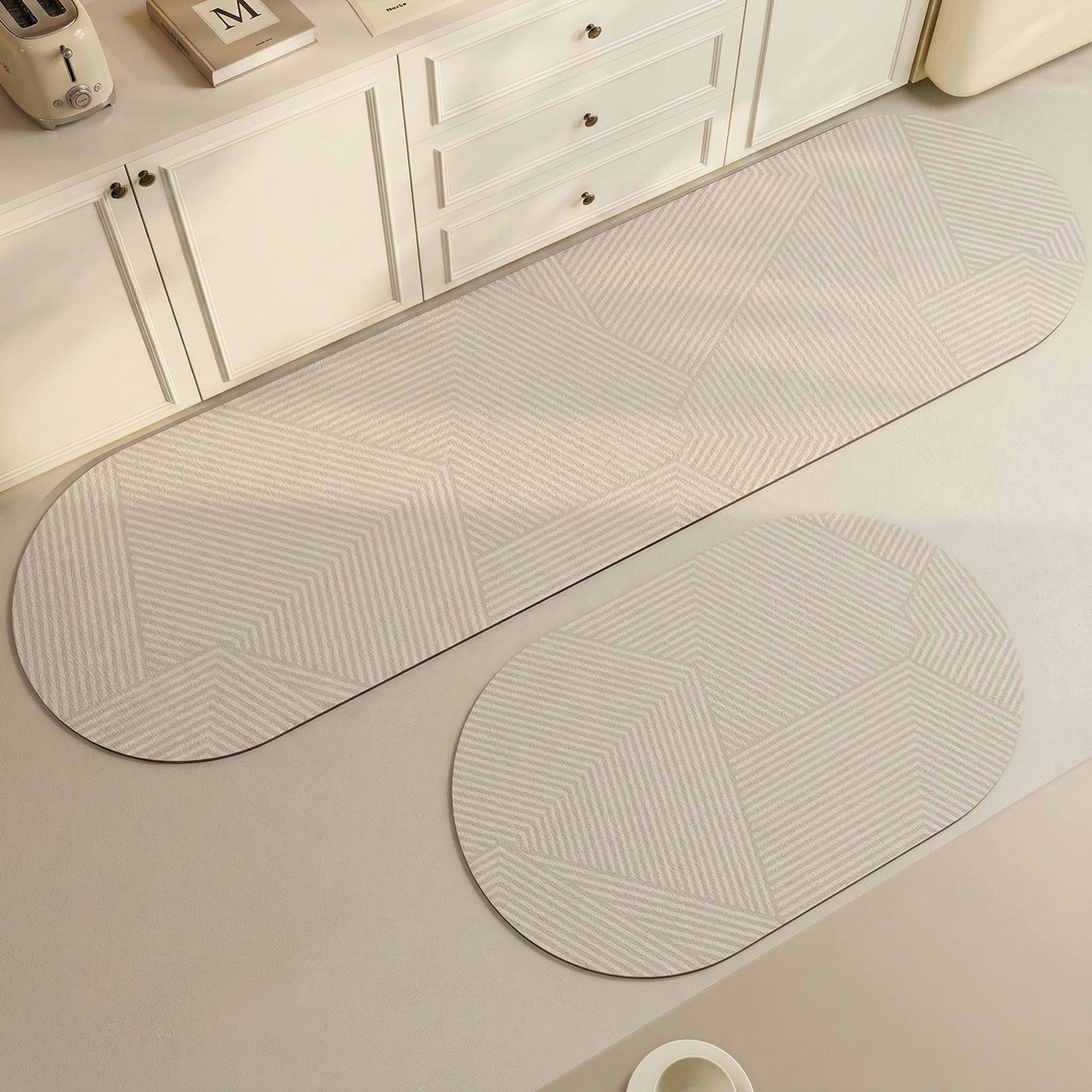 Freyza - Kitchen Floor Rug | Waterproof & Non-Slip Design | Easy-Care Oval Kitchen Rug for Safe Cooking