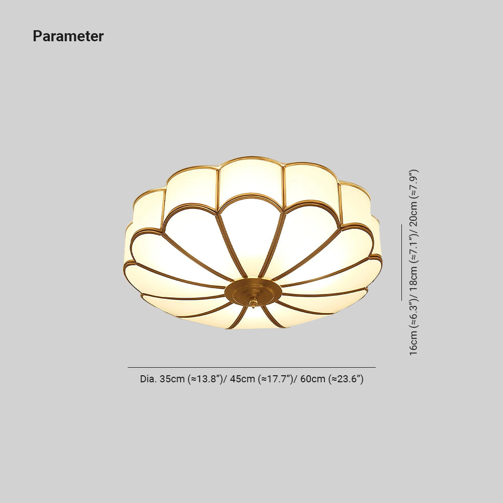 Freyza | Plafonnier affleurant en laiton et verre – Chambre, couloir, cuisine