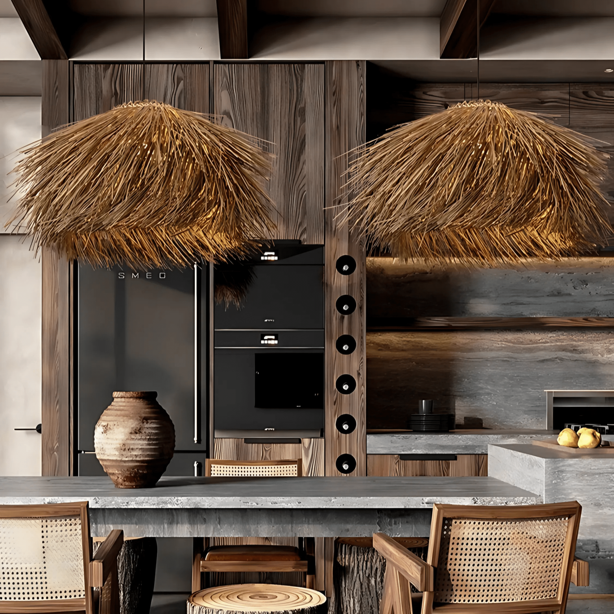 Freyza - ValenciaRattan | Elegant Natural Bohemian Kitchen Pendant Light Fixture