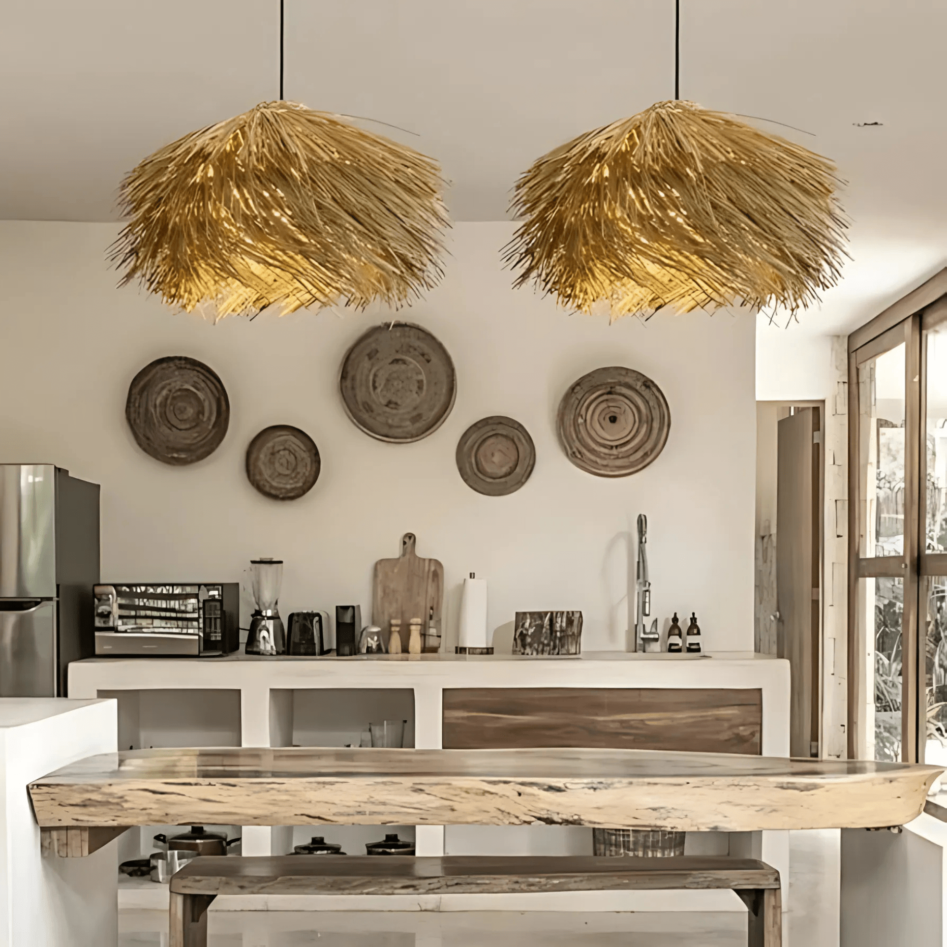 Freyza - ValenciaRattan | Elegant Natural Bohemian Kitchen Pendant Light Fixture