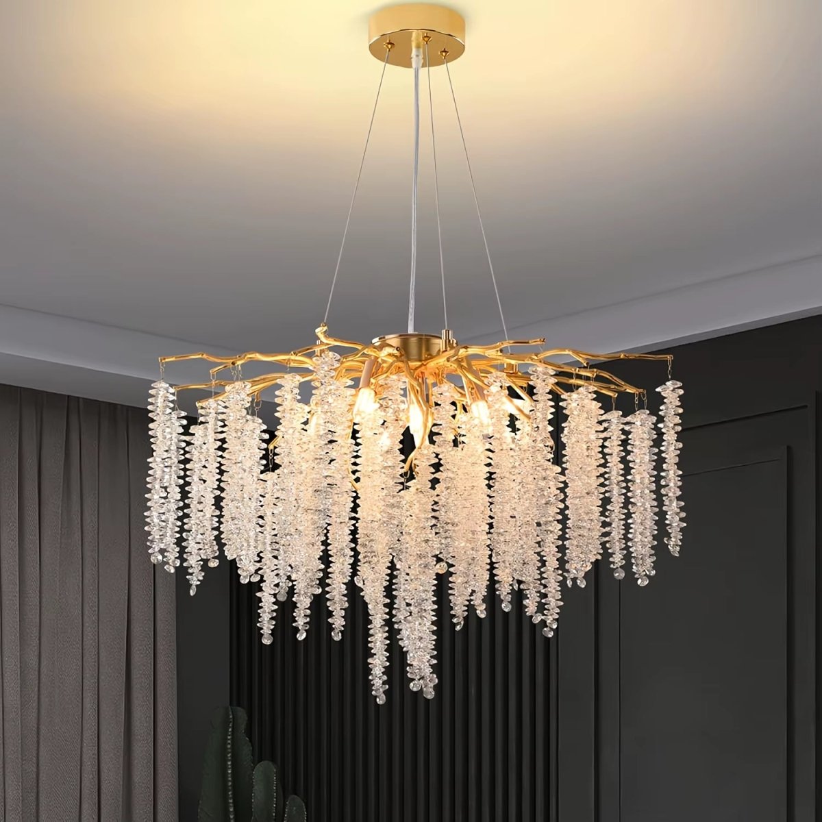 Freyza - Velora | Eleganter goldener Kristall-Äste-Kronleuchter für moderne Räume