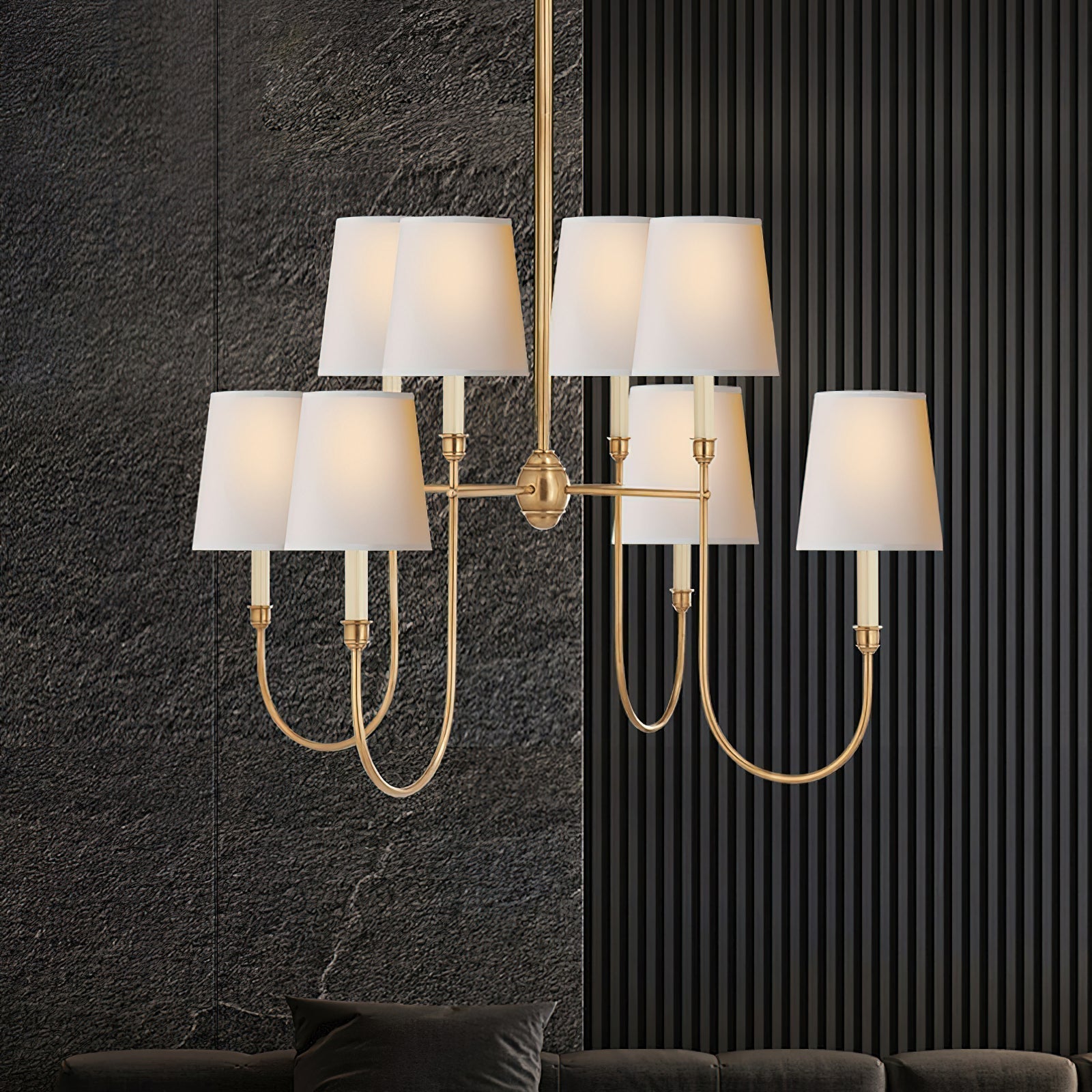 Freyza | Lustre en tissu et laiton – Salle à manger, salon
