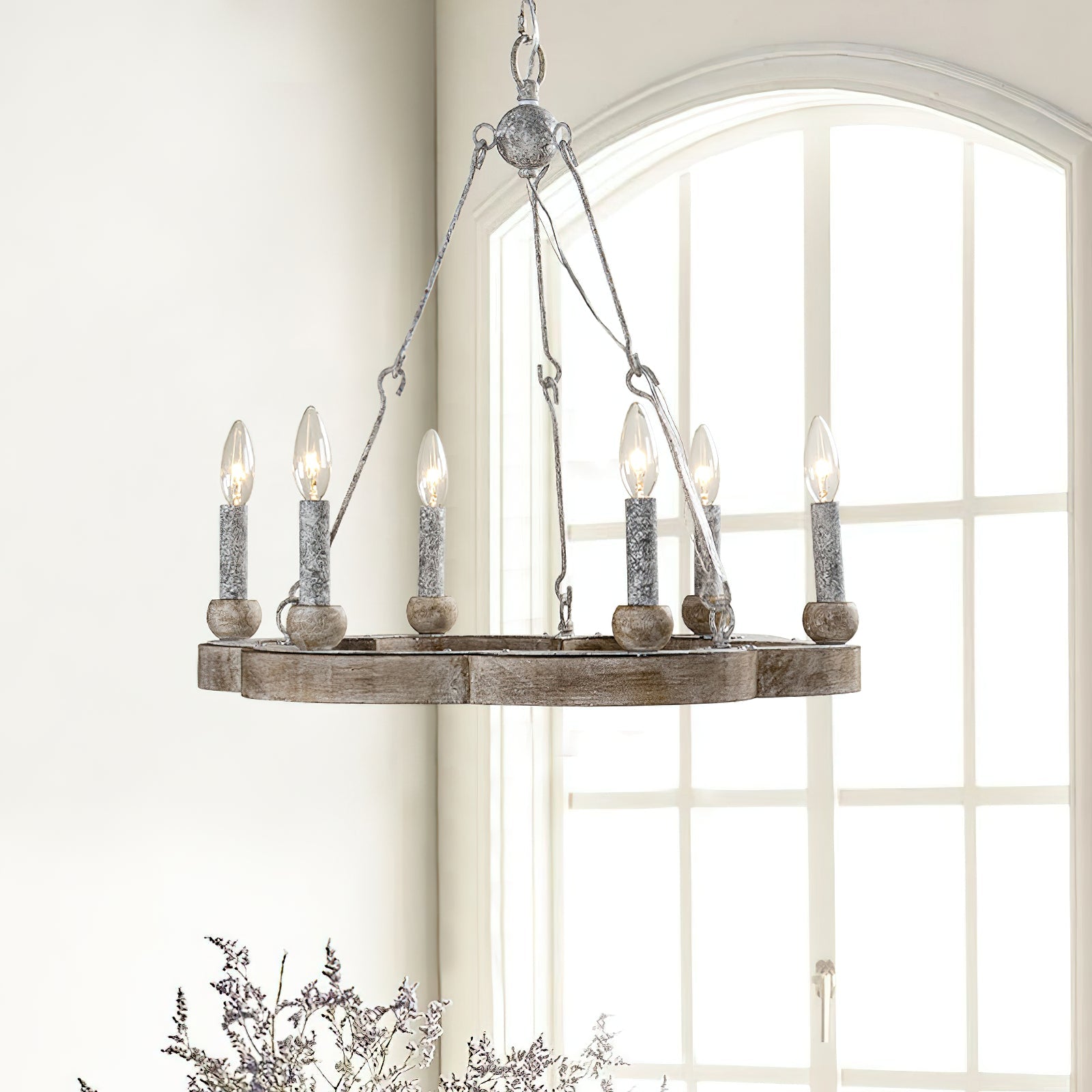 Freyza | Mysilora Vintage-Industrie-Holzkronleuchter – Industrielles Esszimmer, Wohnzimmer