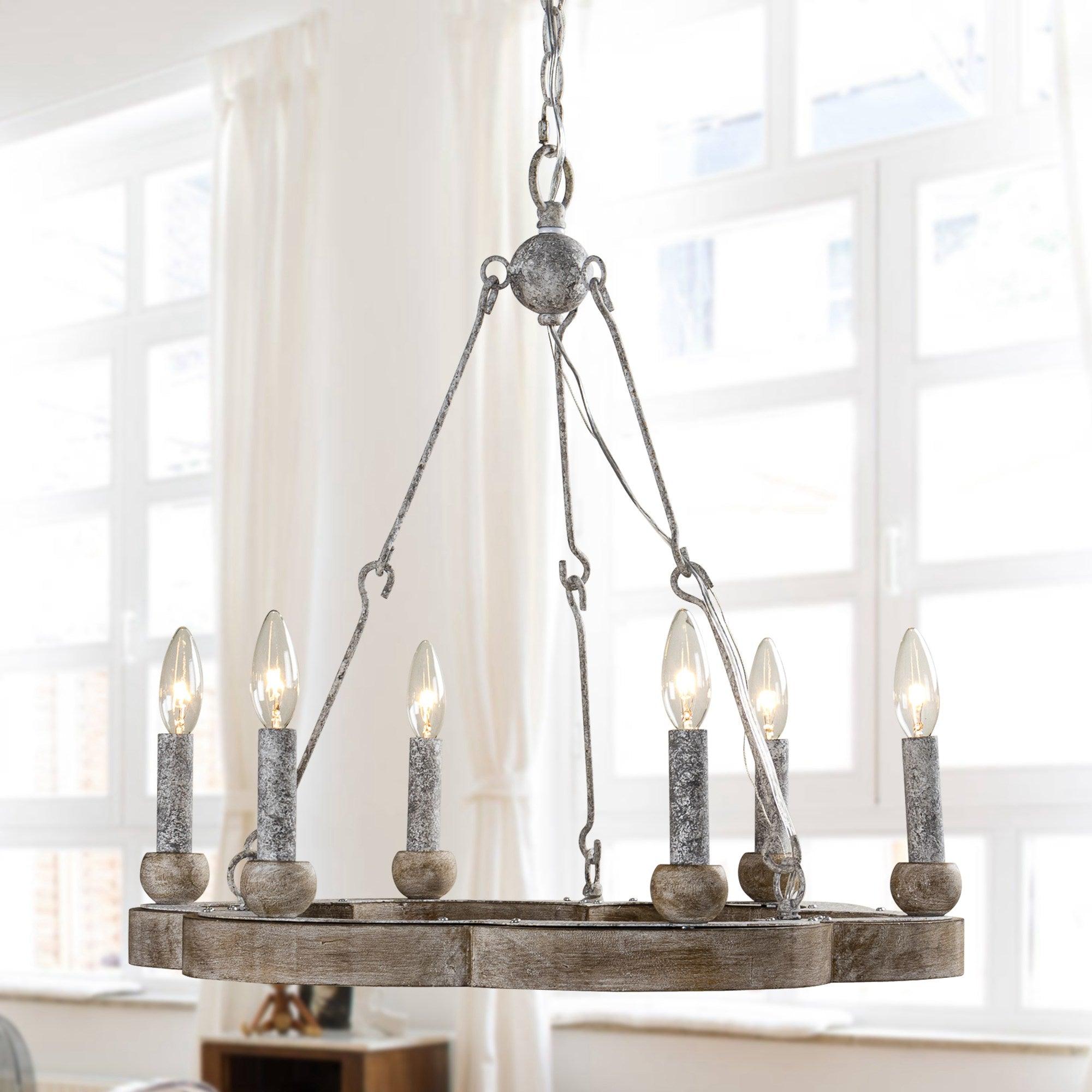 Freyza | Mysilora Vintage-Industrie-Holzkronleuchter – Industrielles Esszimmer, Wohnzimmer