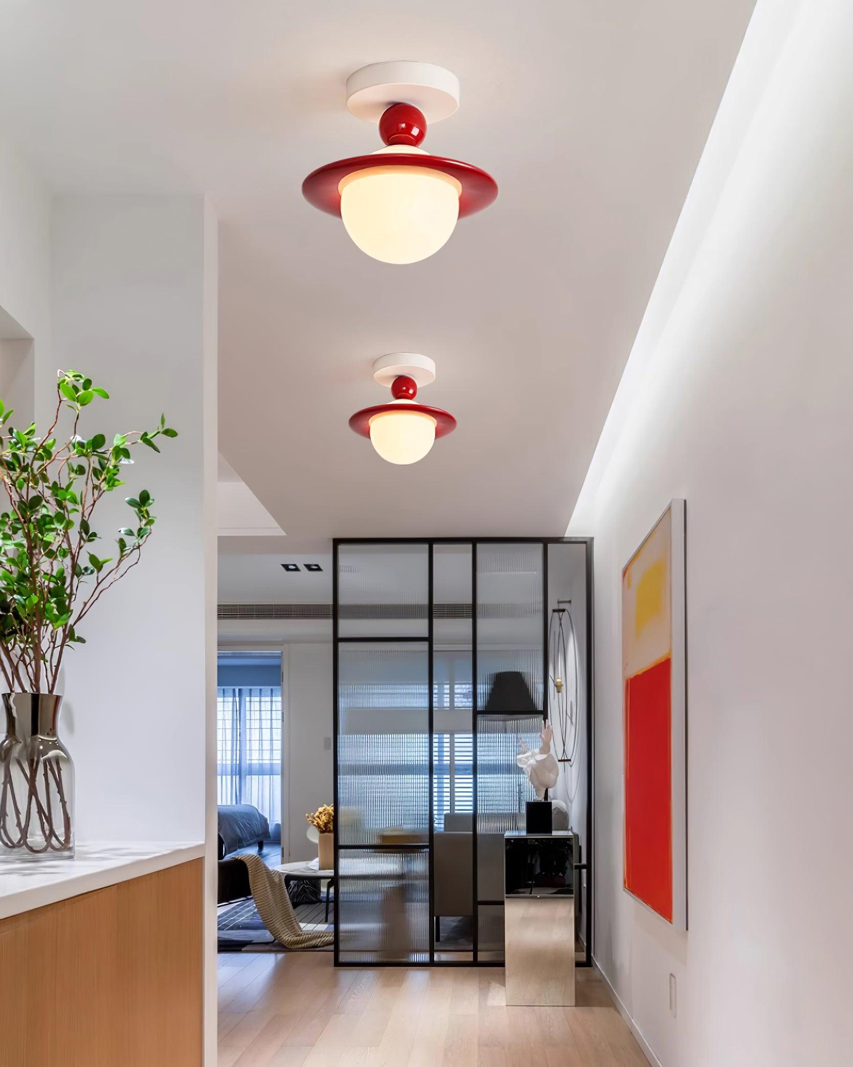 Freyza | Pivoro – Plafonnier encastré rouge et blanc – Chambre, couloir, cuisine