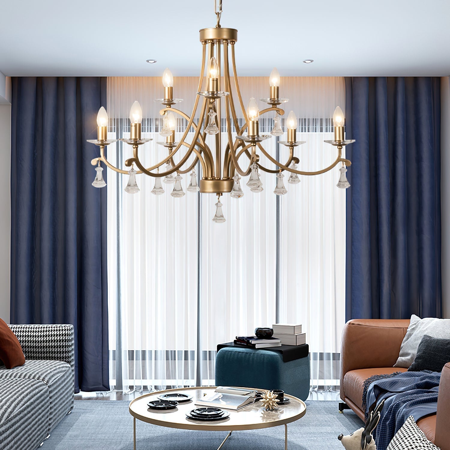 Freyza | Cuvenara Postmodern Luxury Brass Crystal Chandelier – Modern Dining Room Living Room