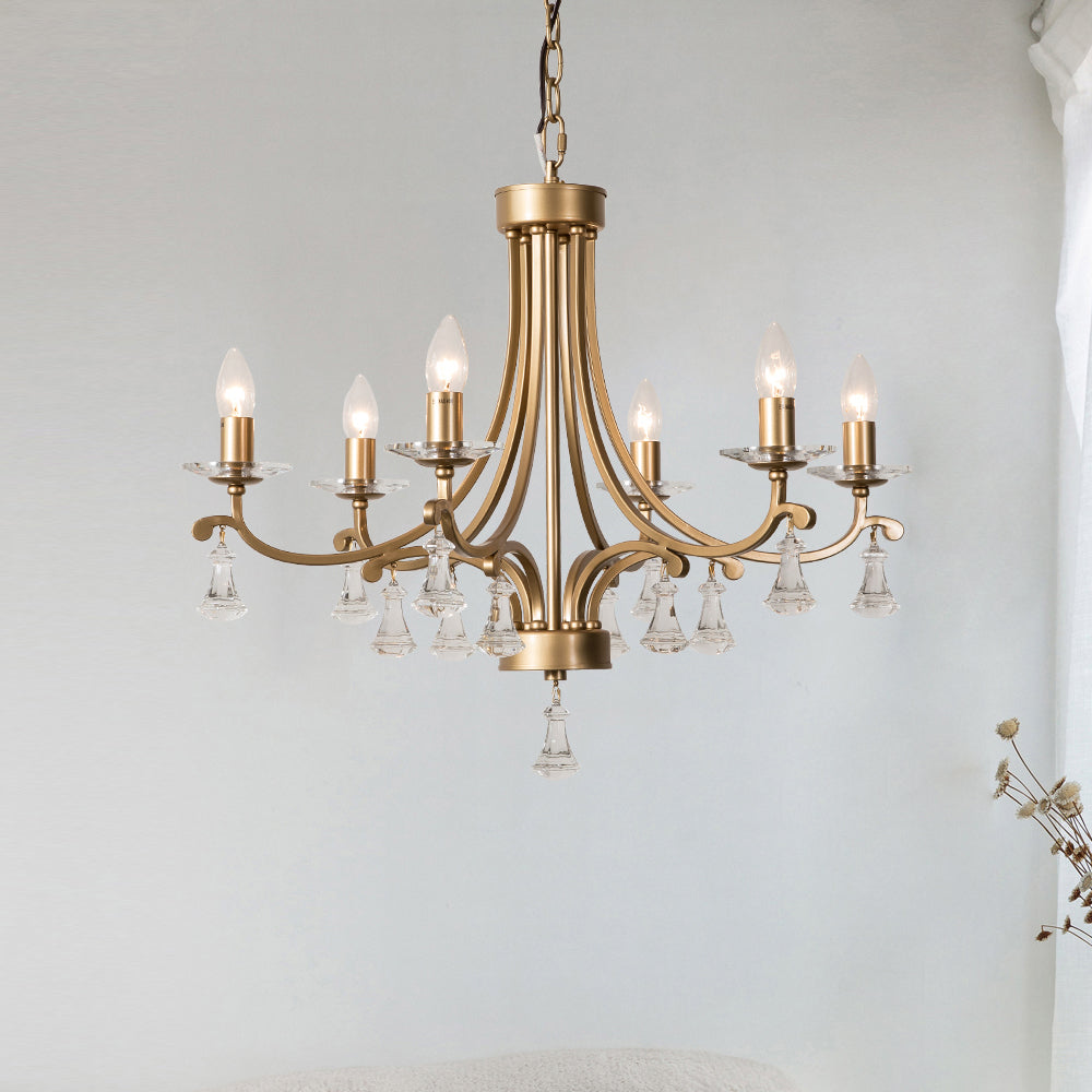 Freyza | Cuvenara Postmodern Luxury Brass Crystal Chandelier – Modern Dining Room Living Room