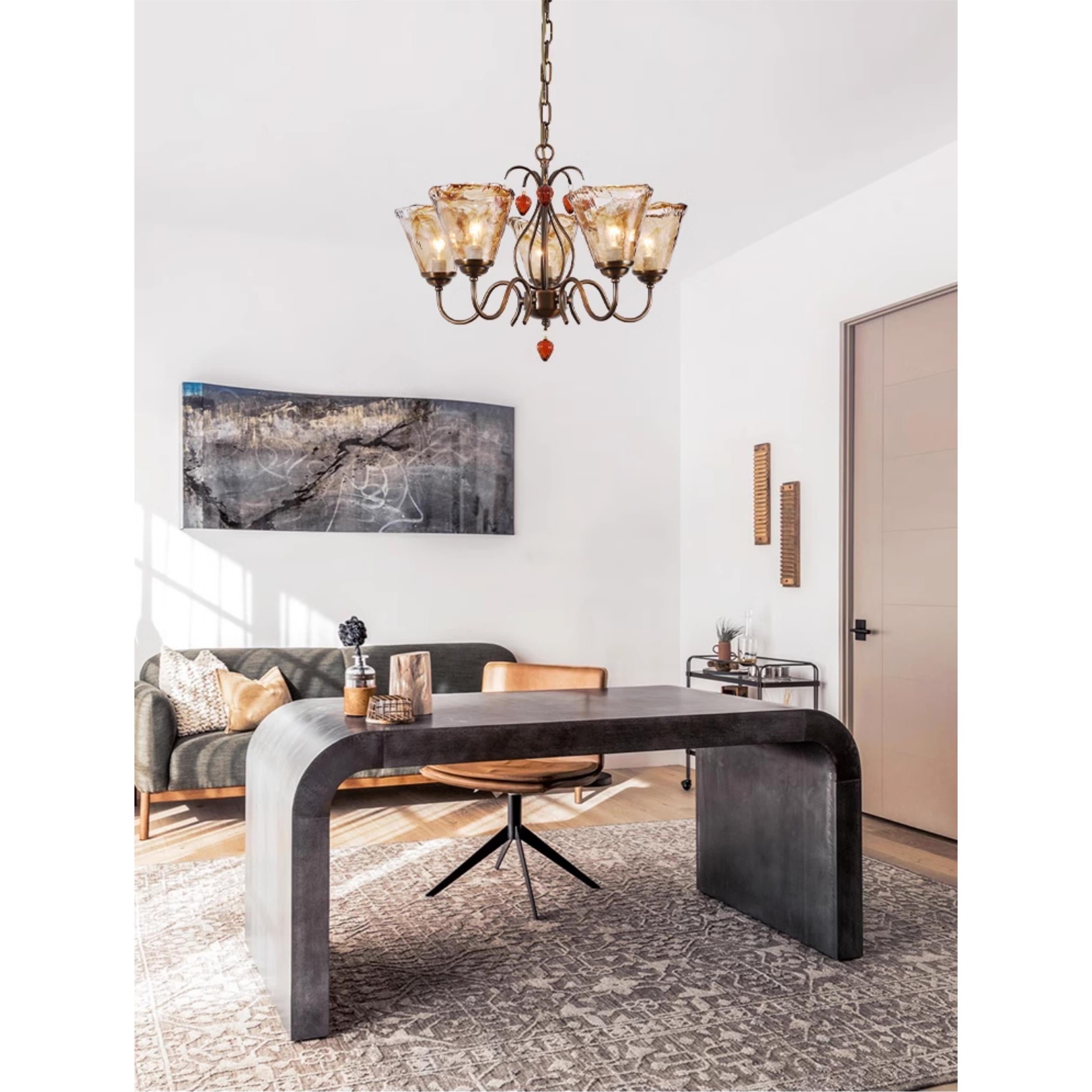 Freyza | Evzorira Vintage-Industrieller Glas-Kristall-Kronleuchter – Industrielles Esszimmer, Wohnzimmer