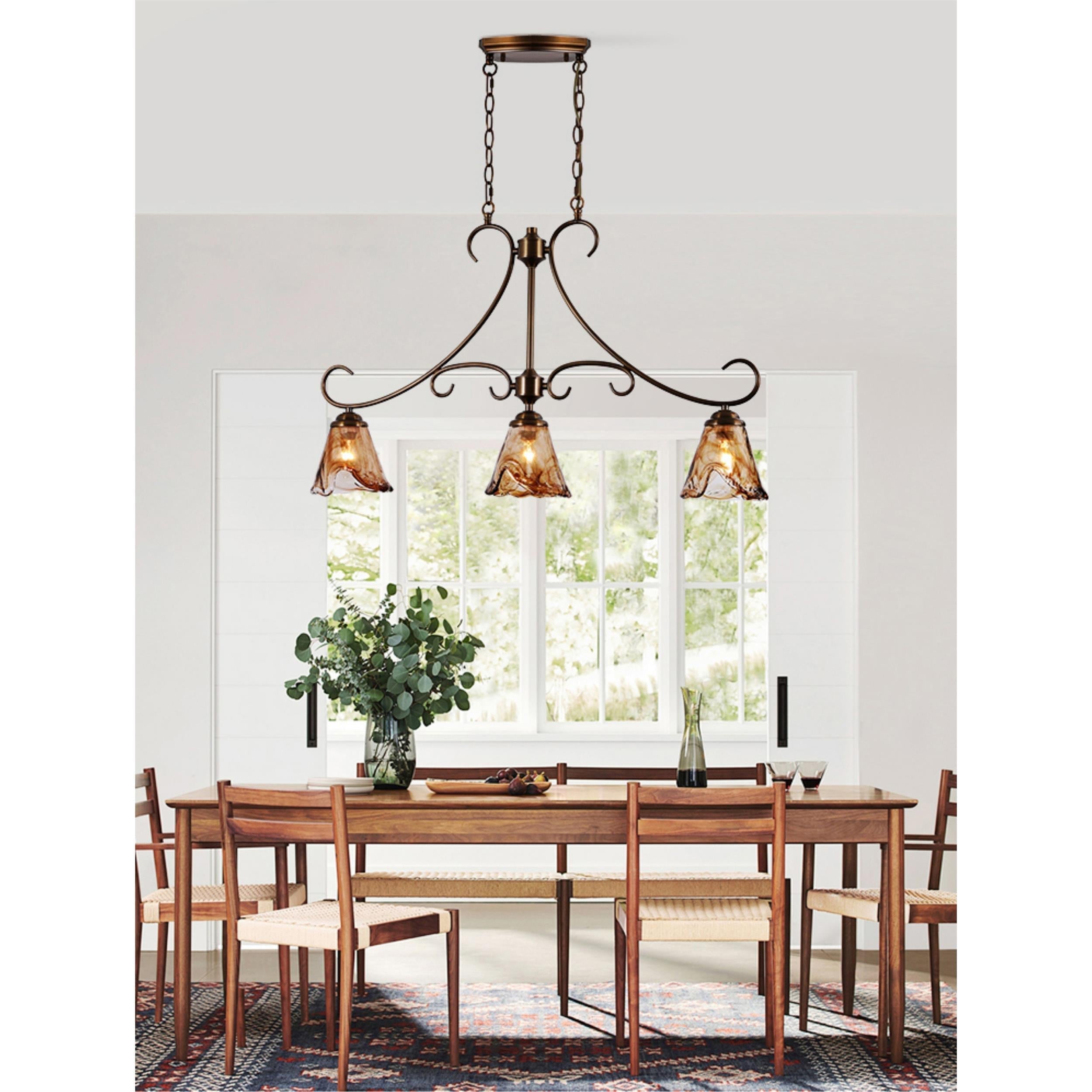 Freyza | Aloror Vintage Industrial Brass Glass Pendant Light – Industrial Kitchen Dining Room