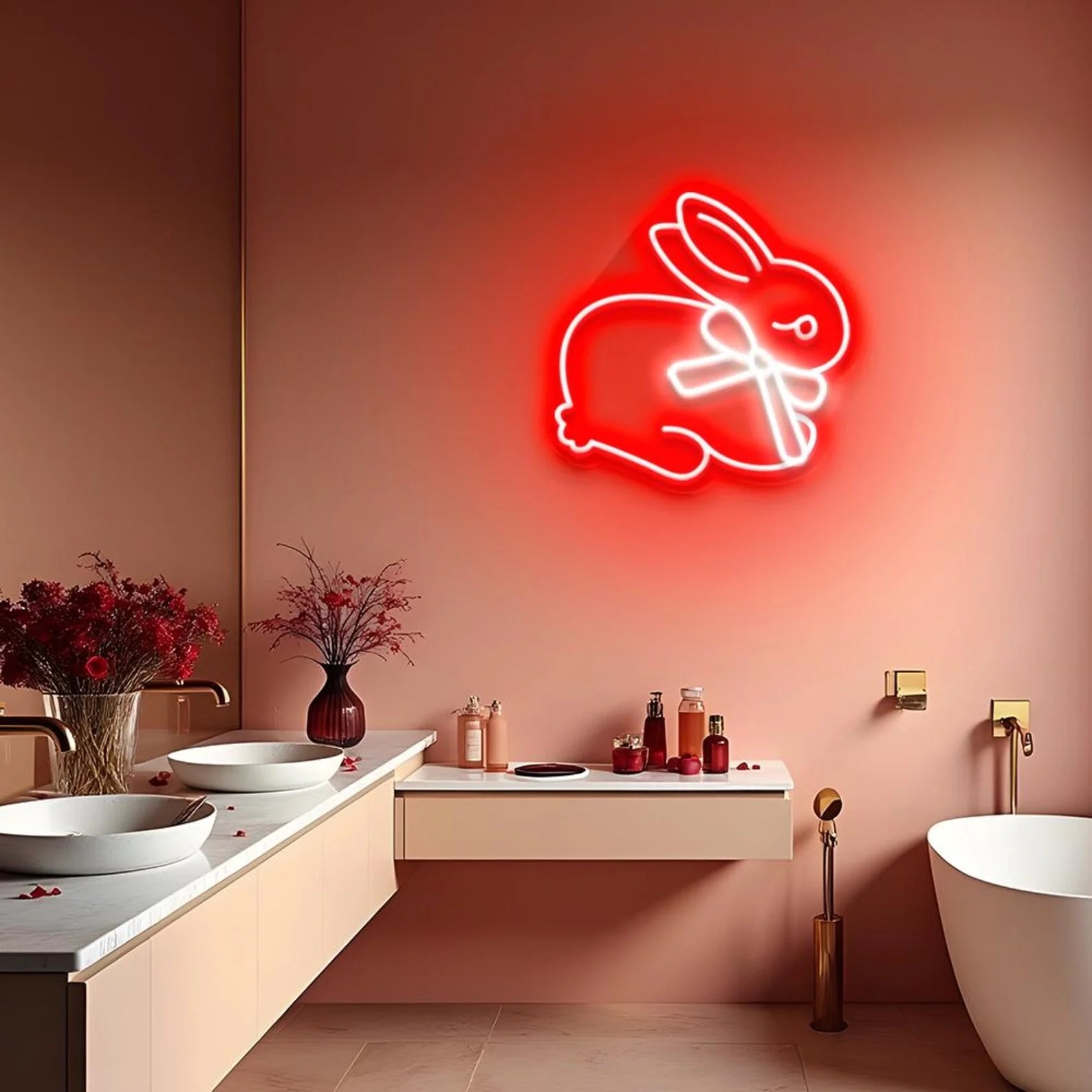 Vibrant Neon Bunny Sign | Custom Neon Lights with Dimmable Glow | Perfect Decor for Bedrooms and Parties 1