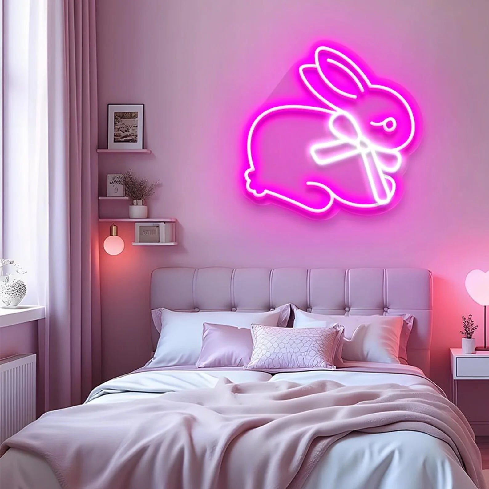 Vibrant Neon Bunny Sign | Custom Neon Lights with Dimmable Glow | Perfect Decor for Bedrooms and Parties 2