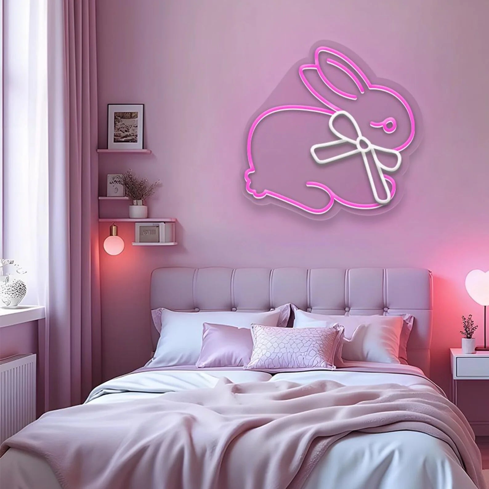 Vibrant Neon Bunny Sign | Custom Neon Lights with Dimmable Glow | Perfect Decor for Bedrooms and Parties 3