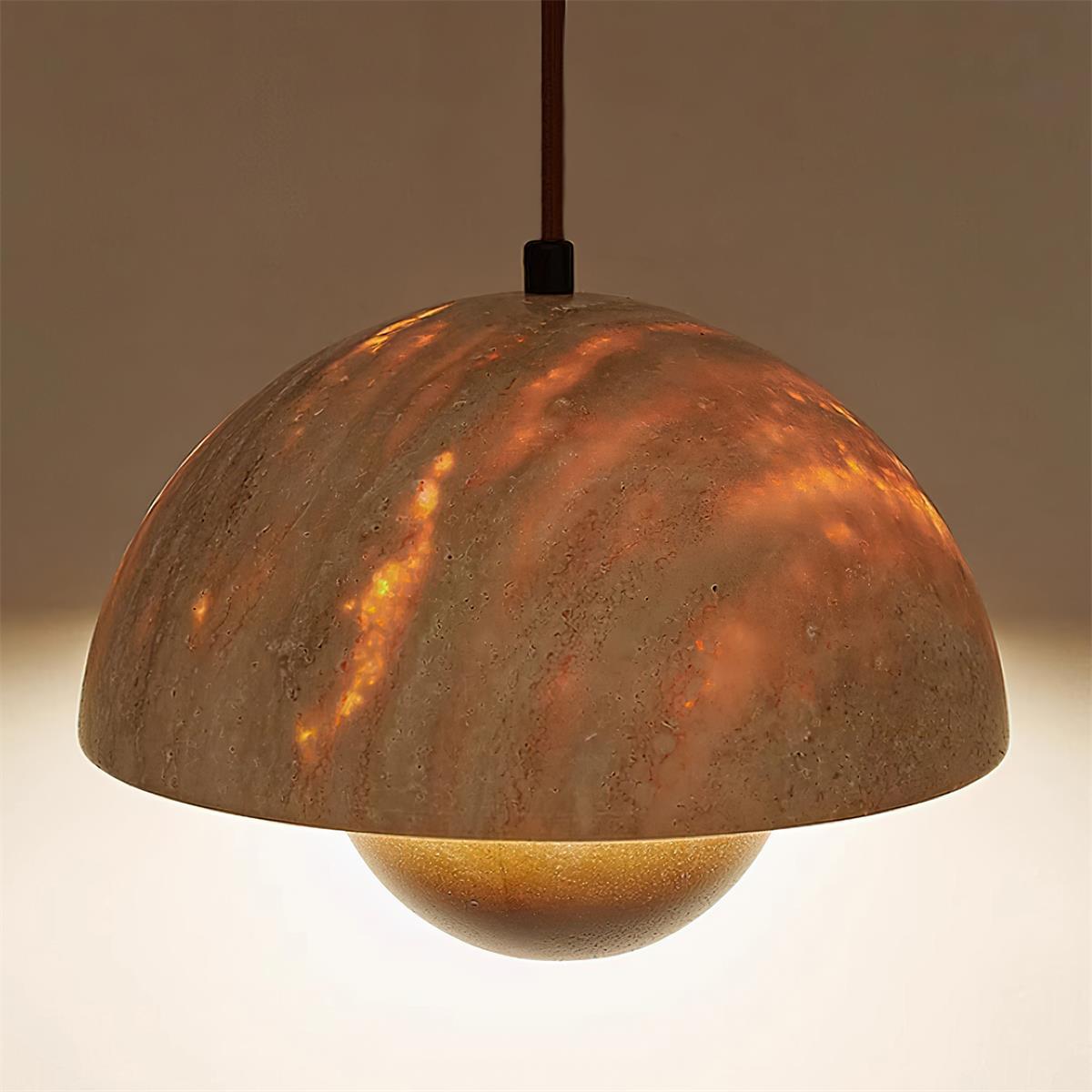 Freyza | Suspension en travertin Ritta, luminaire suspendu en bois – Cuisine, salle à manger