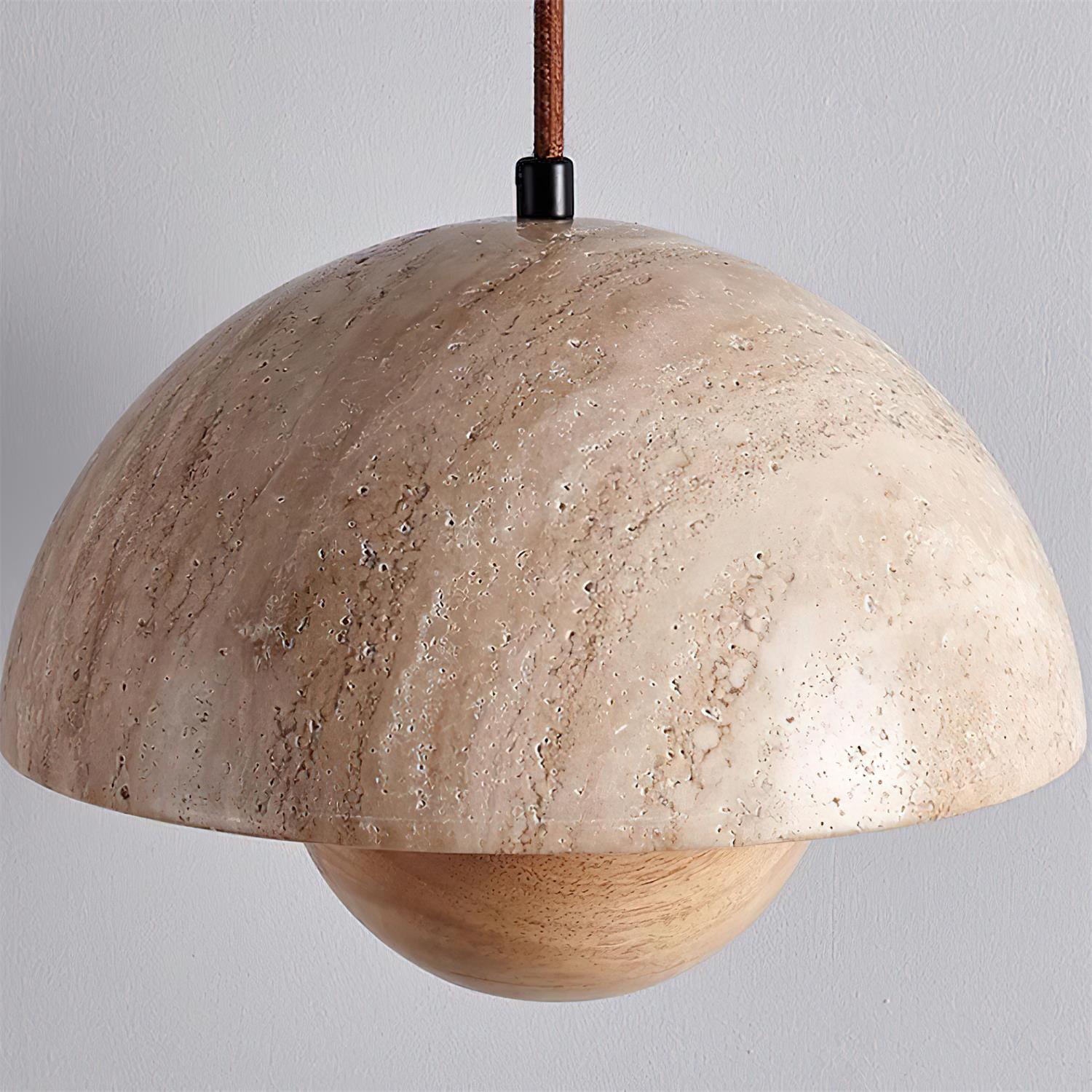 Freyza | Suspension en travertin Ritta, luminaire suspendu en bois – Cuisine, salle à manger