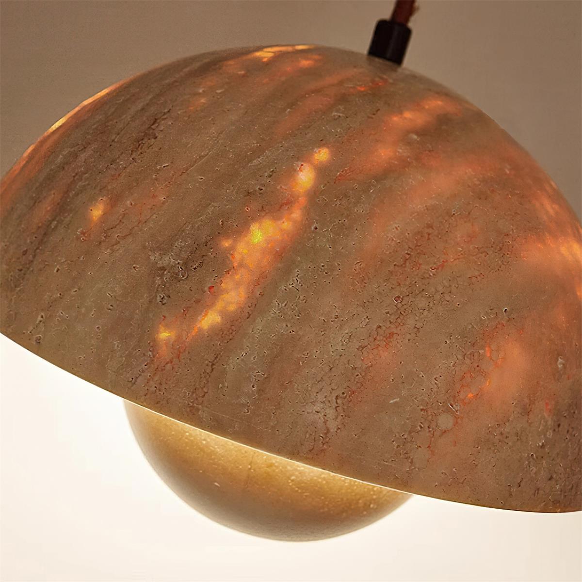Freyza | Suspension en travertin Ritta, luminaire suspendu en bois – Cuisine, salle à manger