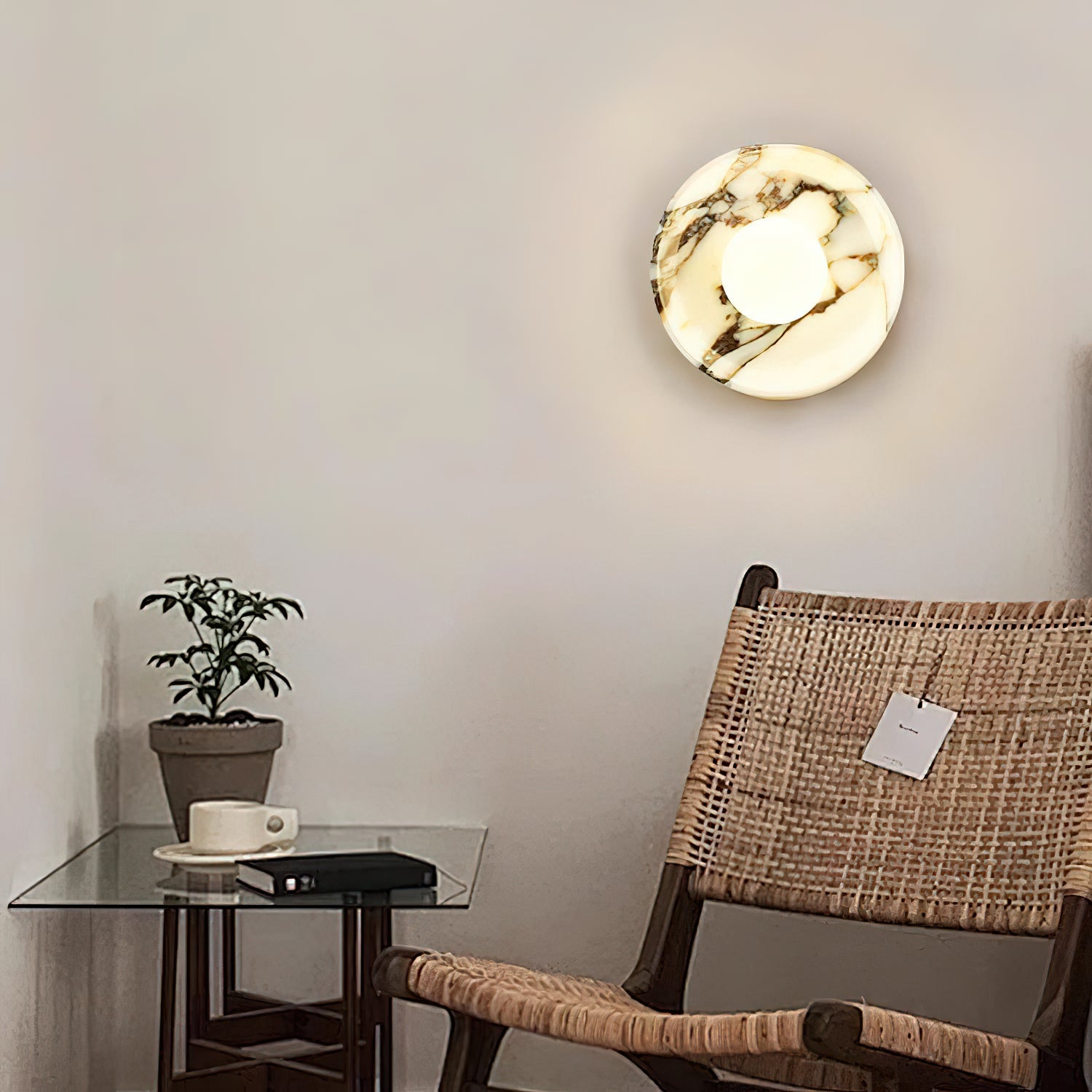 Freyza | Cacariel-Marmor-Glas-Wandleuchte mit Glasmurmel – Schlafzimmer, Flur