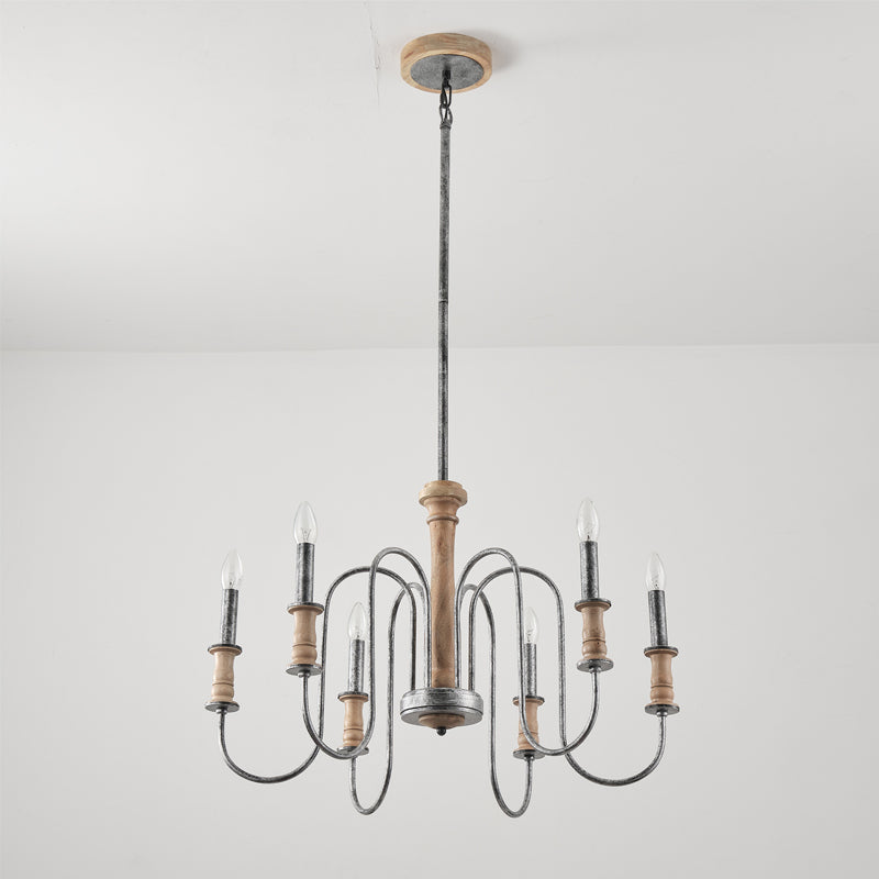 Freyza - Modern Chandelier Light with Wooden Design & Versatile Heads for Elegant Home Interiors