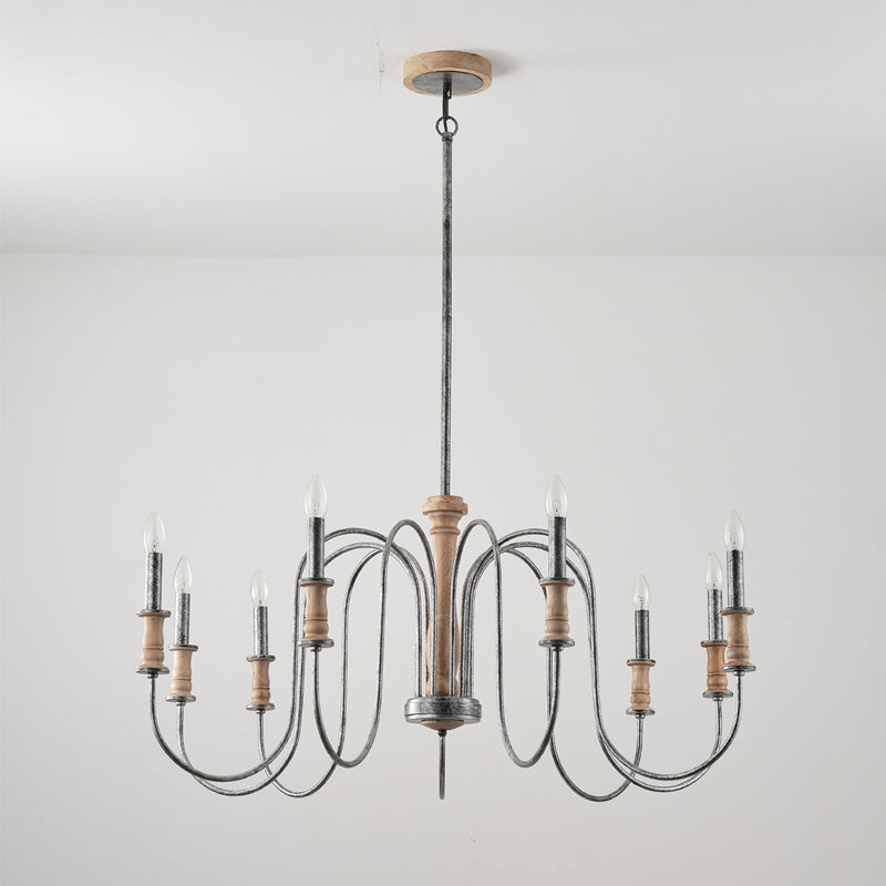 Freyza - Modern Chandelier Light with Wooden Design & Versatile Heads for Elegant Home Interiors