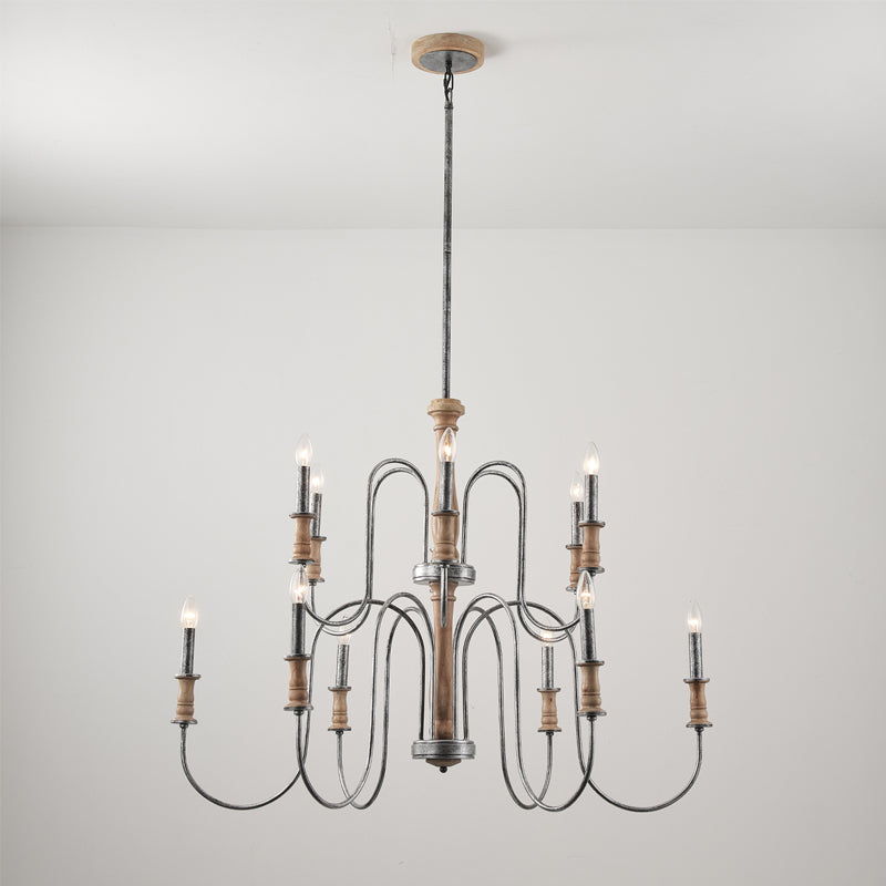 Freyza - Modern Chandelier Light with Wooden Design & Versatile Heads for Elegant Home Interiors