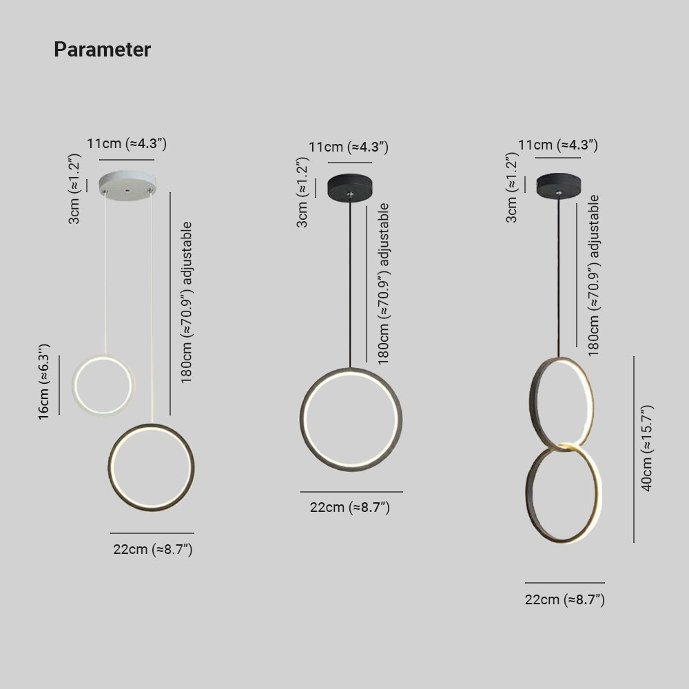 Freyza | Doria Suspension LED moderne noire et blanche – Cuisine moderne, salle à manger