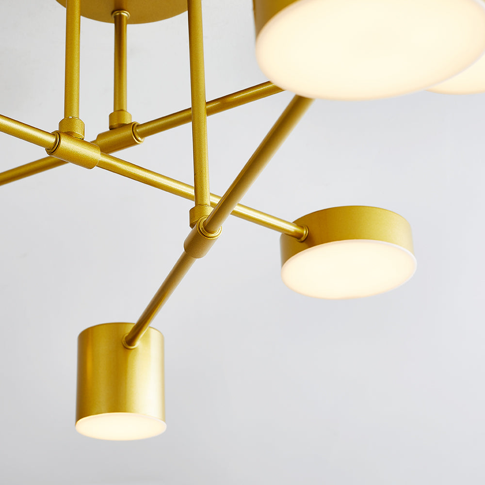 Plafonnier LED Freyza | Quor affleurant à 6 lumières noir et doré – chambre, couloir, cuisine