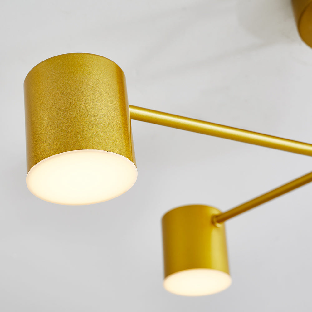 Plafonnier LED Freyza | Quor affleurant à 6 lumières noir et doré – chambre, couloir, cuisine