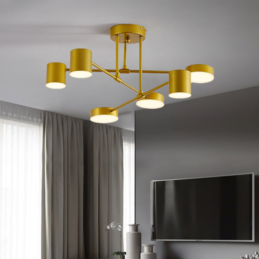 Plafonnier LED Freyza | Quor affleurant à 6 lumières noir et doré – chambre, couloir, cuisine