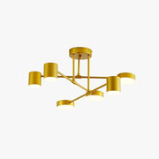 Plafonnier LED Freyza | Quor affleurant à 6 lumières noir et doré – chambre, couloir, cuisine