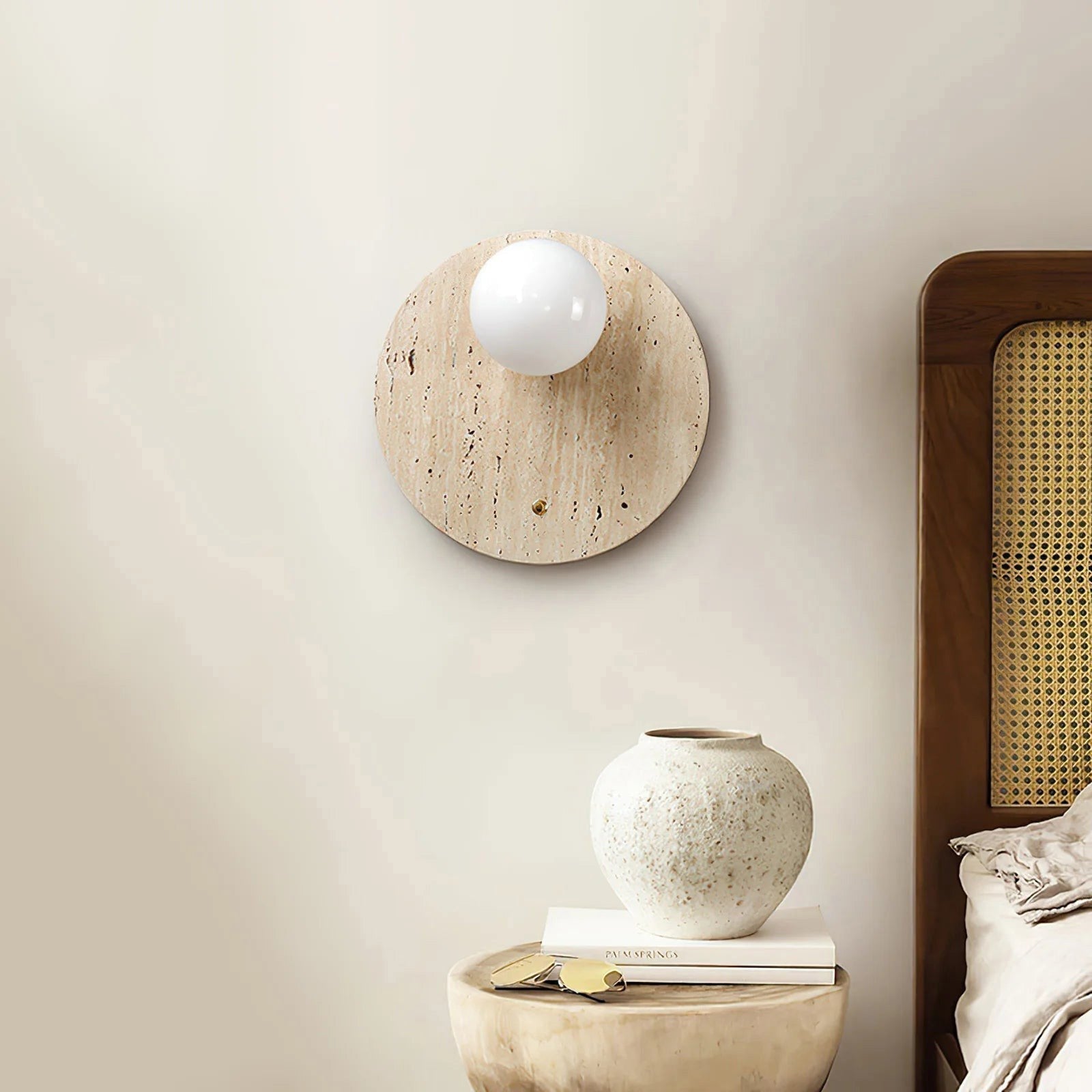 Freyza | Alcareth Wabi Travertine Wall Light – Bedroom Hallway