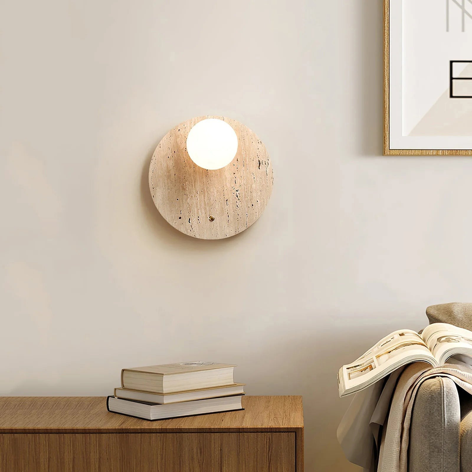 Freyza | Alcareth Wabi Travertine Wall Light – Bedroom Hallway