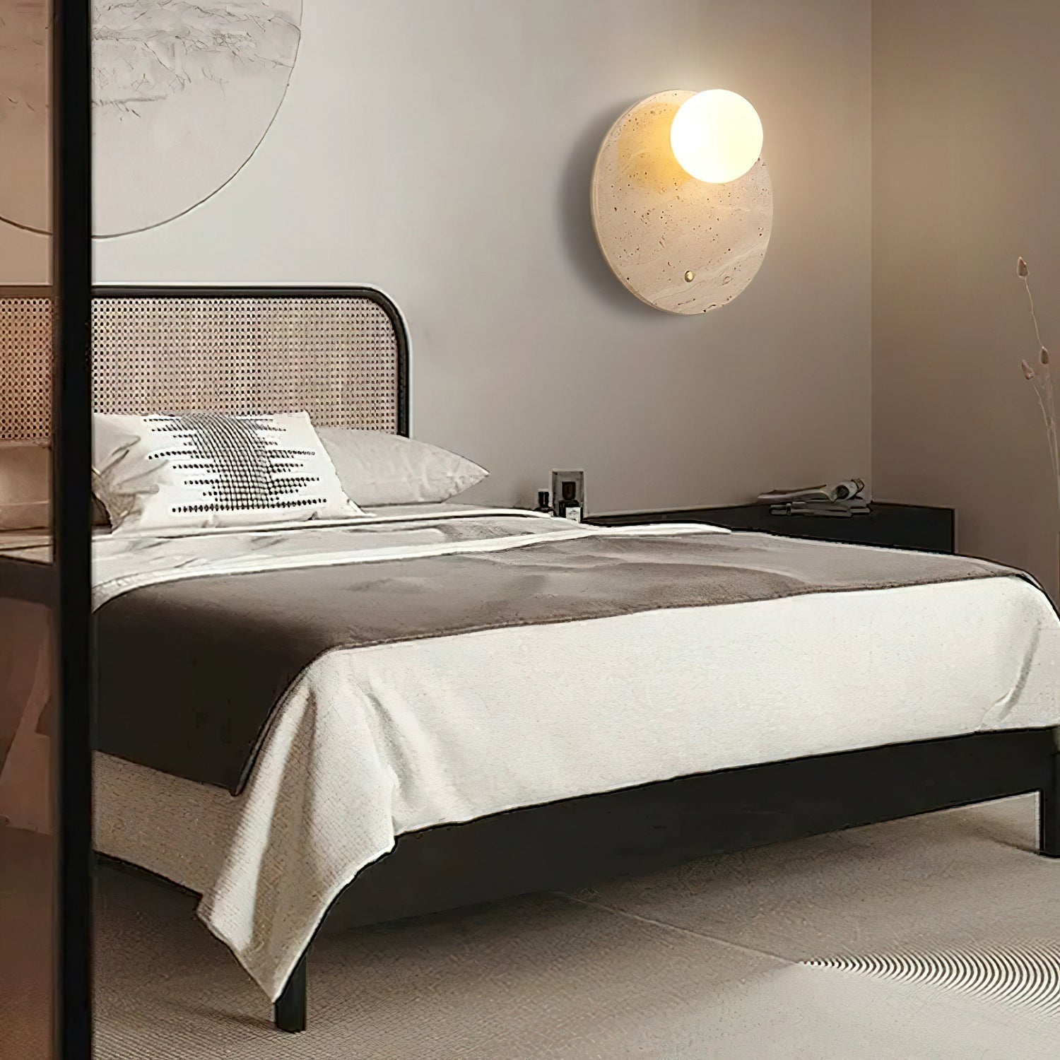 Freyza | Alcareth Wabi Travertine Wall Light – Bedroom Hallway