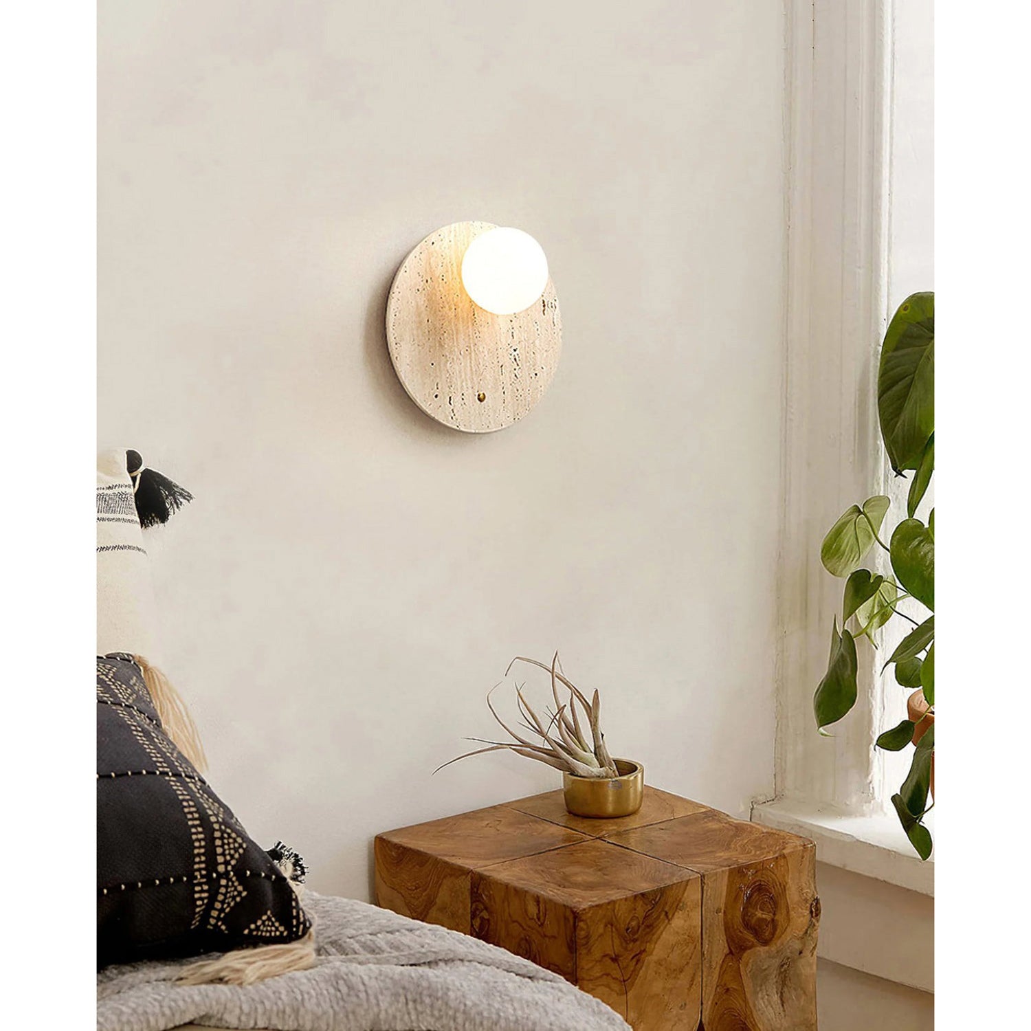 Freyza | Alcareth Wabi Travertine Wall Light – Bedroom Hallway