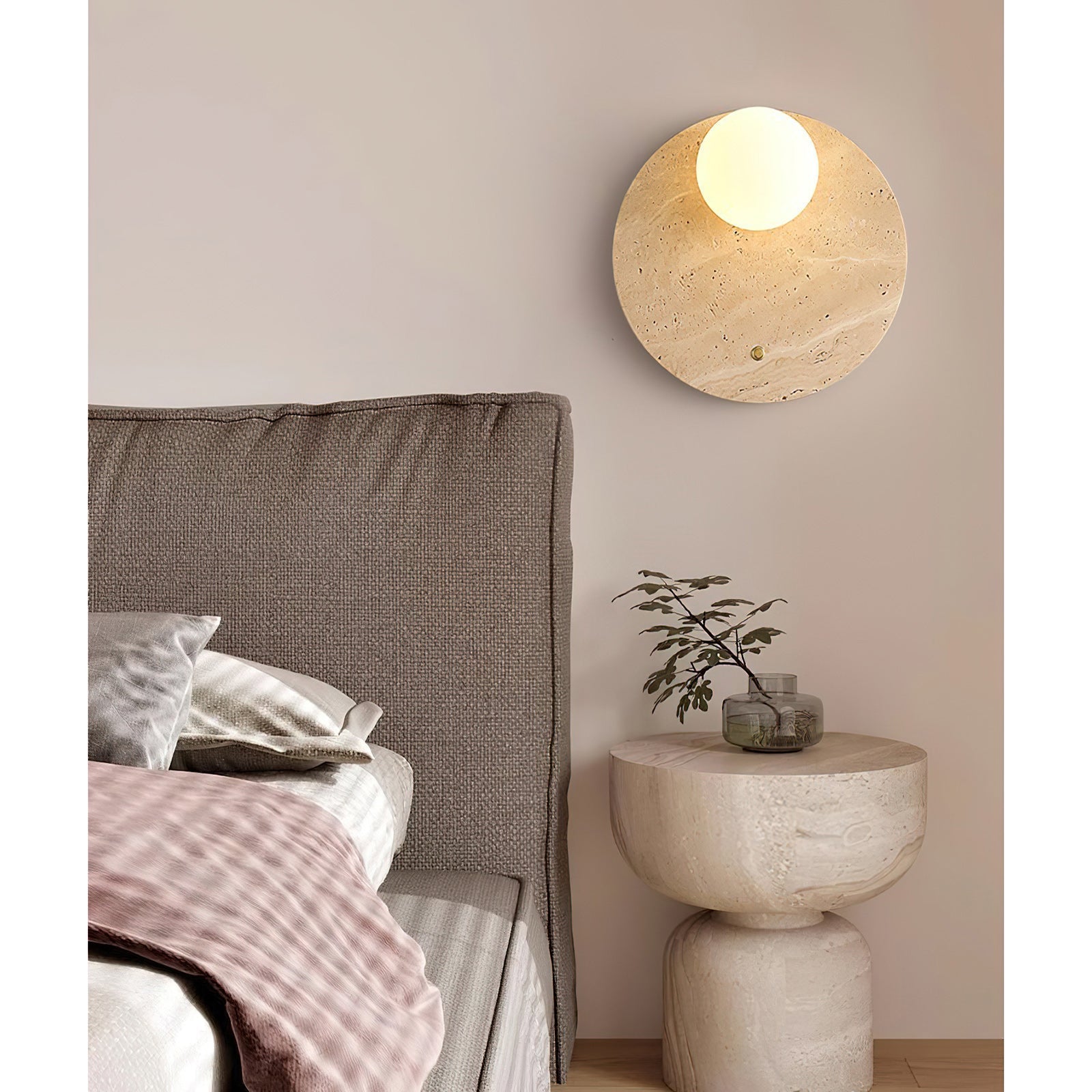 Freyza | Alcareth Wabi Travertine Wall Light – Bedroom Hallway