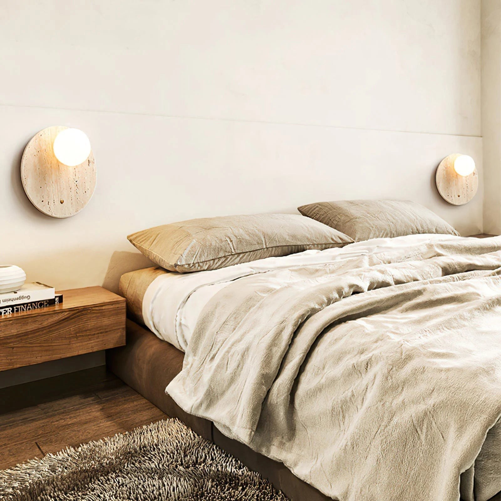 Freyza | Alcareth Wabi Travertine Wall Light – Bedroom Hallway