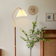 WalnutGlow | Modern Elegant Wood Standing Floor Lamp with Fabric Shade 0