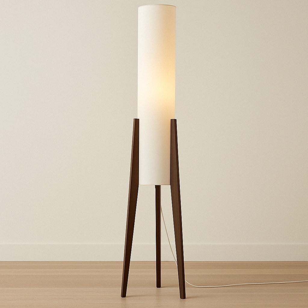 Freyza - WalnutGlow | Stylish Modern Tripod Floor Lamp for Living Room Decor
